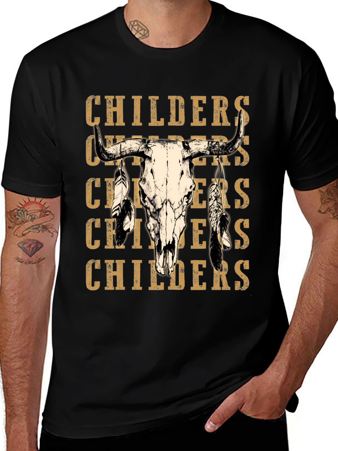 Variant 15 of Childers Bull Skull Graphic T-Shirt