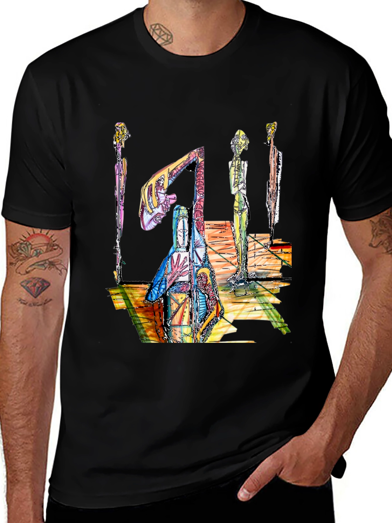 Variant 5 of Abstract Art Print Black T-Shirt