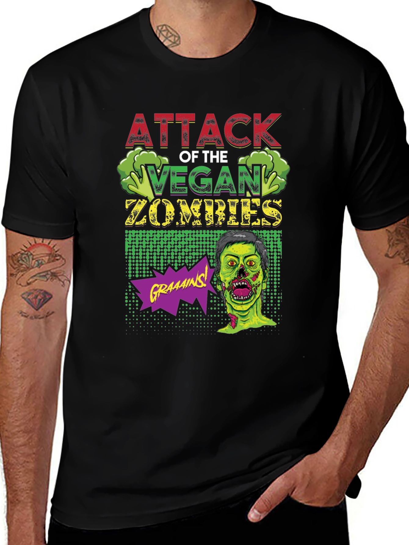 Variant 8 of Attack of the Vegan Zombies T-Shirt
