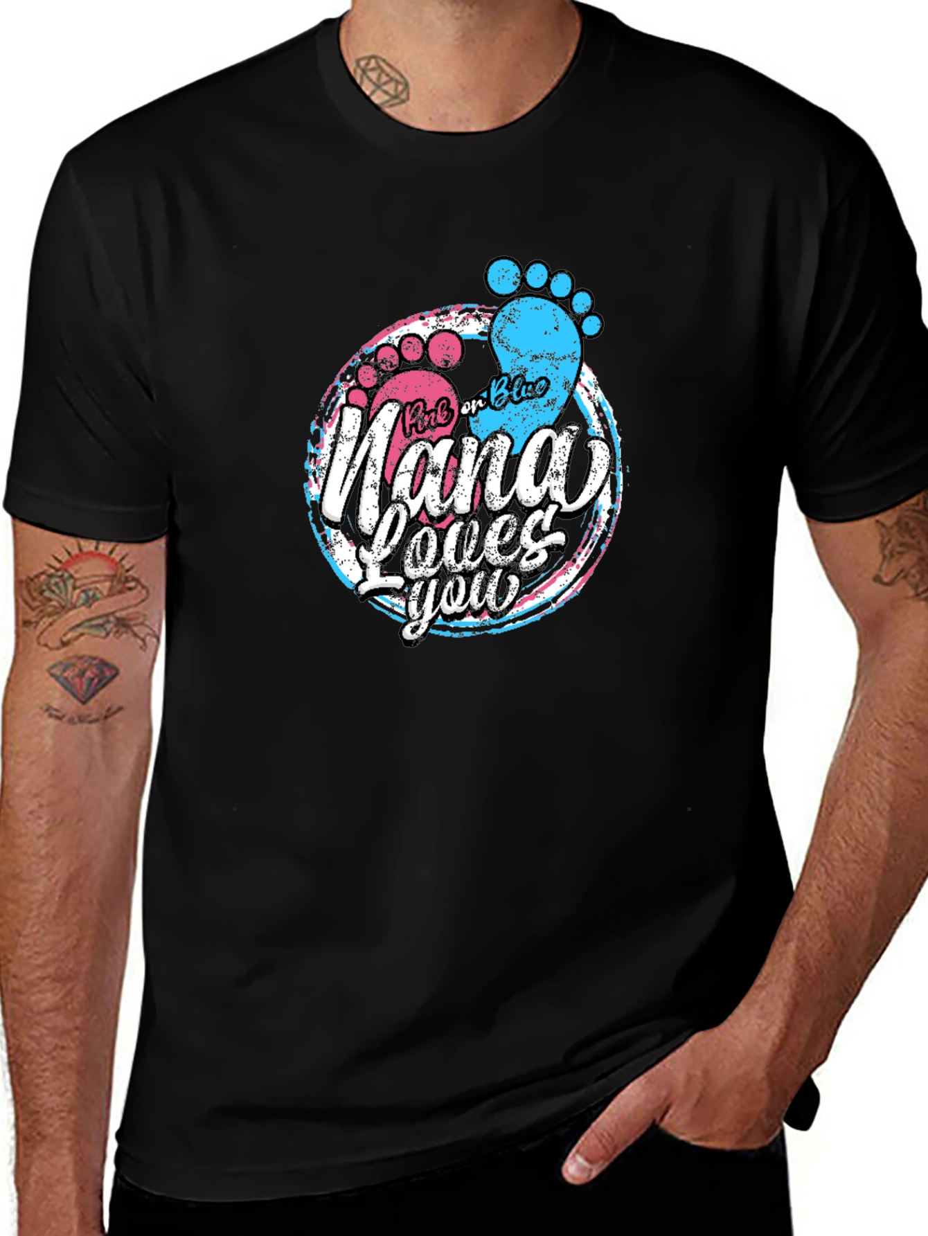 Variant 15 of Pink or Blue Nana Loves You T-Shirt - Gender Reveal Tee