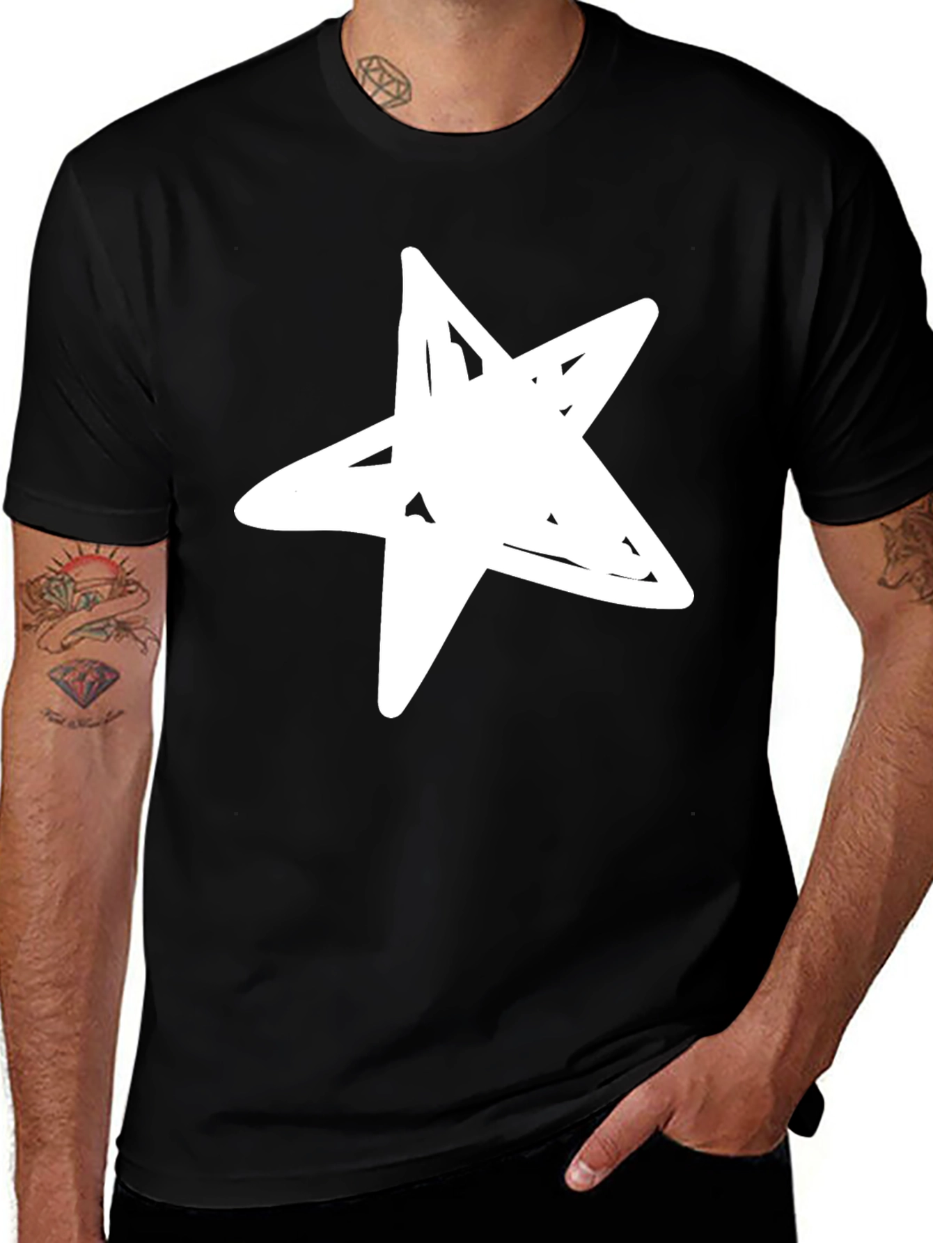 Variant 3 of Star Graphic Tee - Casual Black T-Shirt