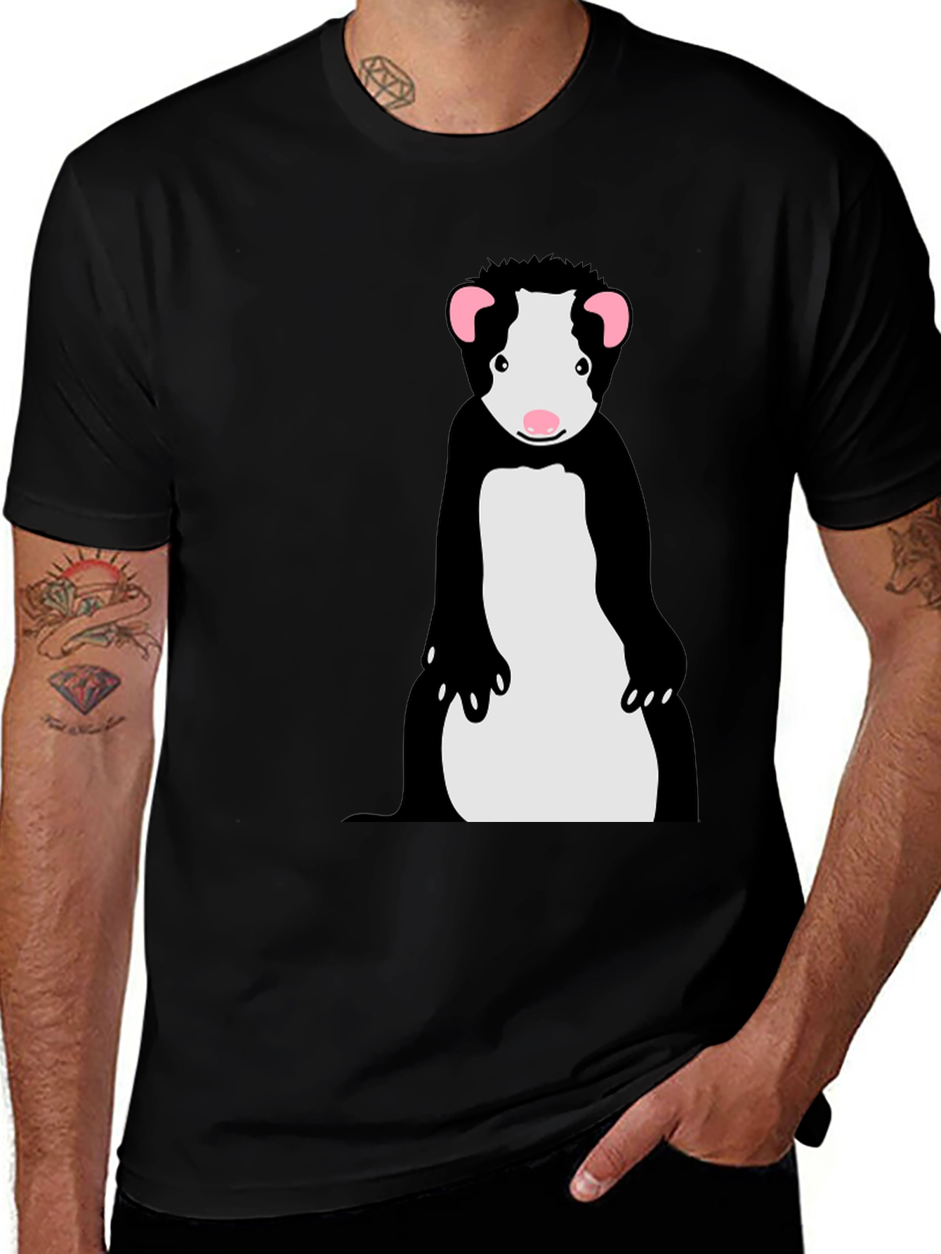 Variant 16 of Cool Ferret Graphic Tee - Black Cotton T-Shirt