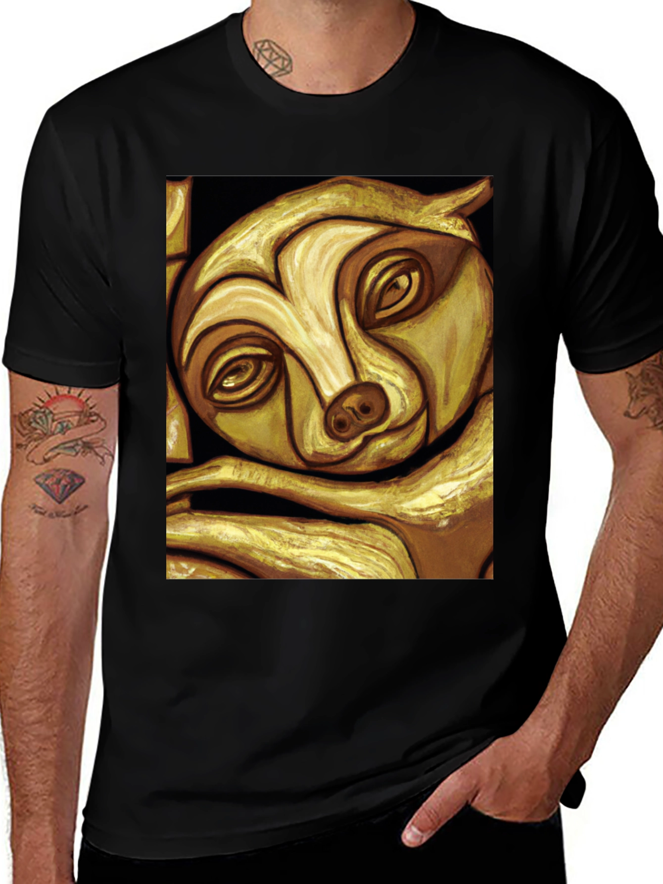 Variant 22 of Golden Sloth Graphic Tee - Unique Animal Art