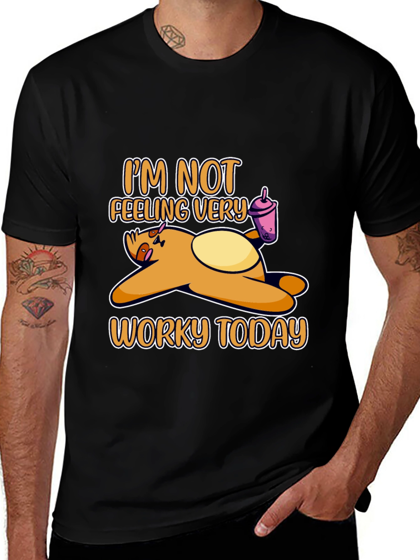 Variant 21 of Lazy Sloth Graphic Tee - "Not Feeling Very Worky"