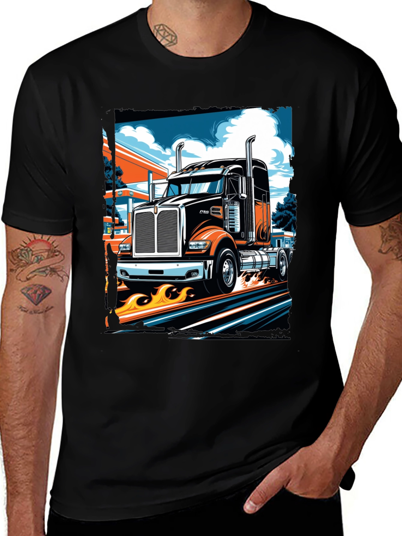 Variant 23 of Truck Graphic Tee - Cool Semi Truck Design