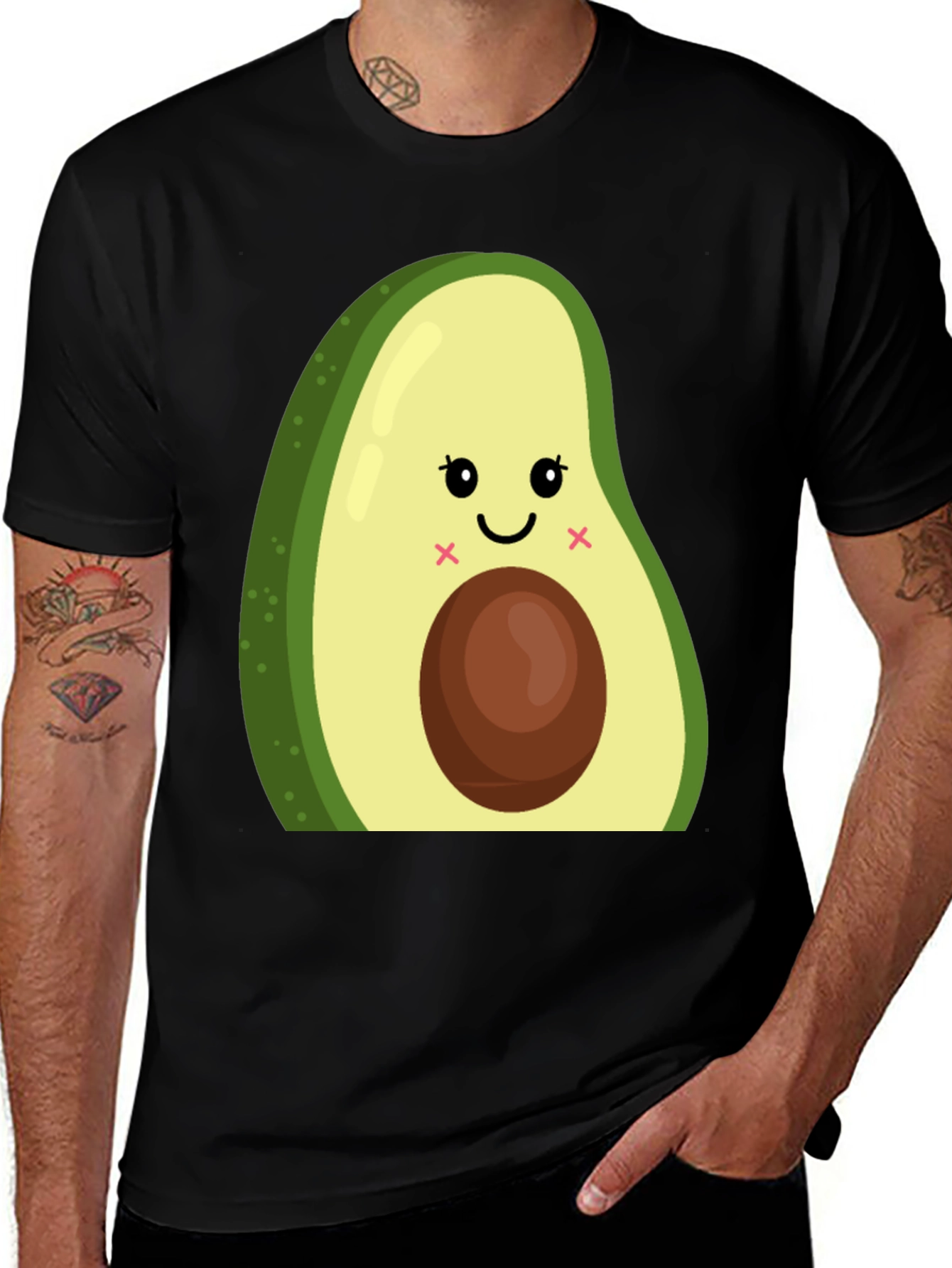 Variant 6 of Cute Avocado Graphic Black T-Shirt