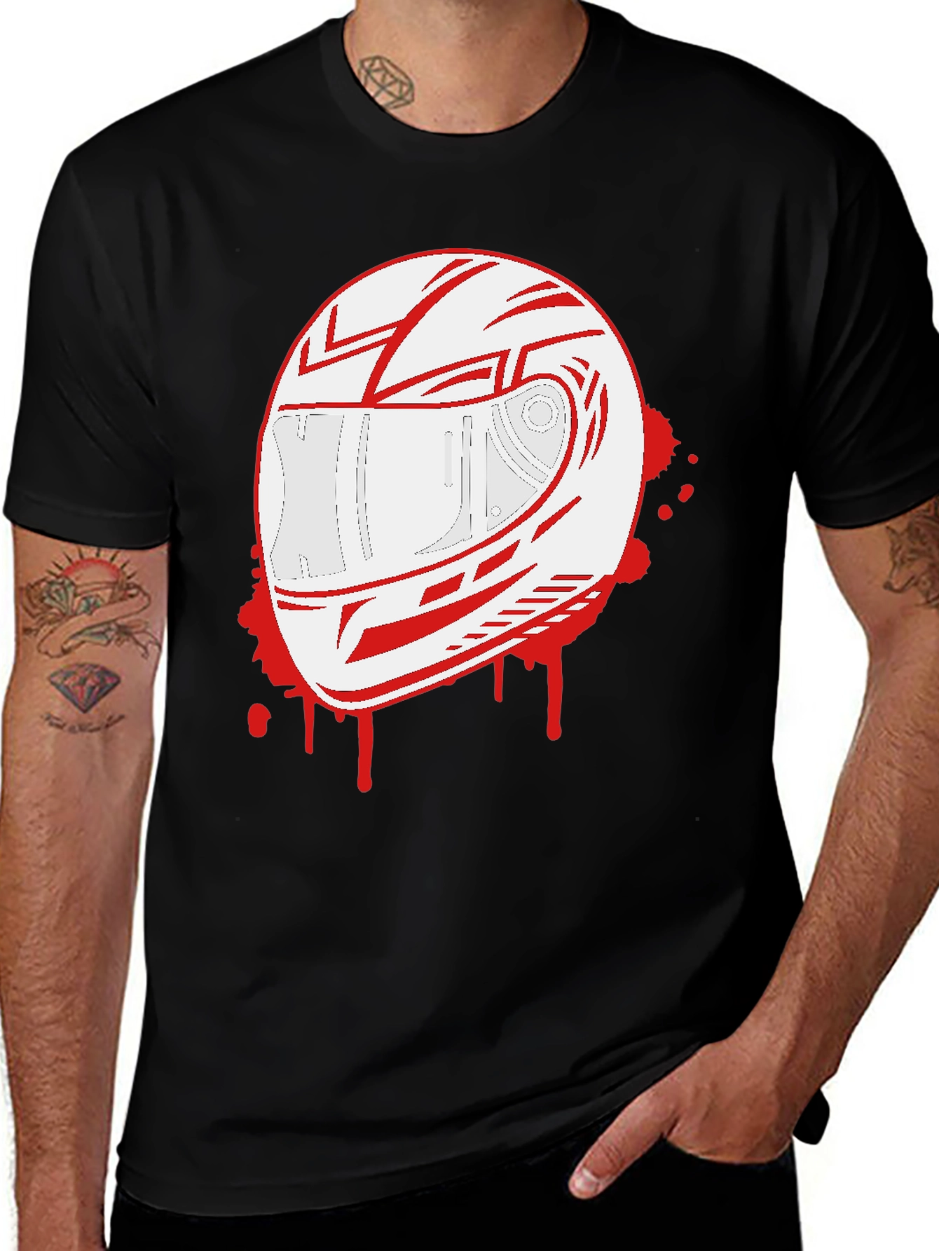 Variant 16 of Helmet Graphic T-Shirt - Black Crew Neck Tee