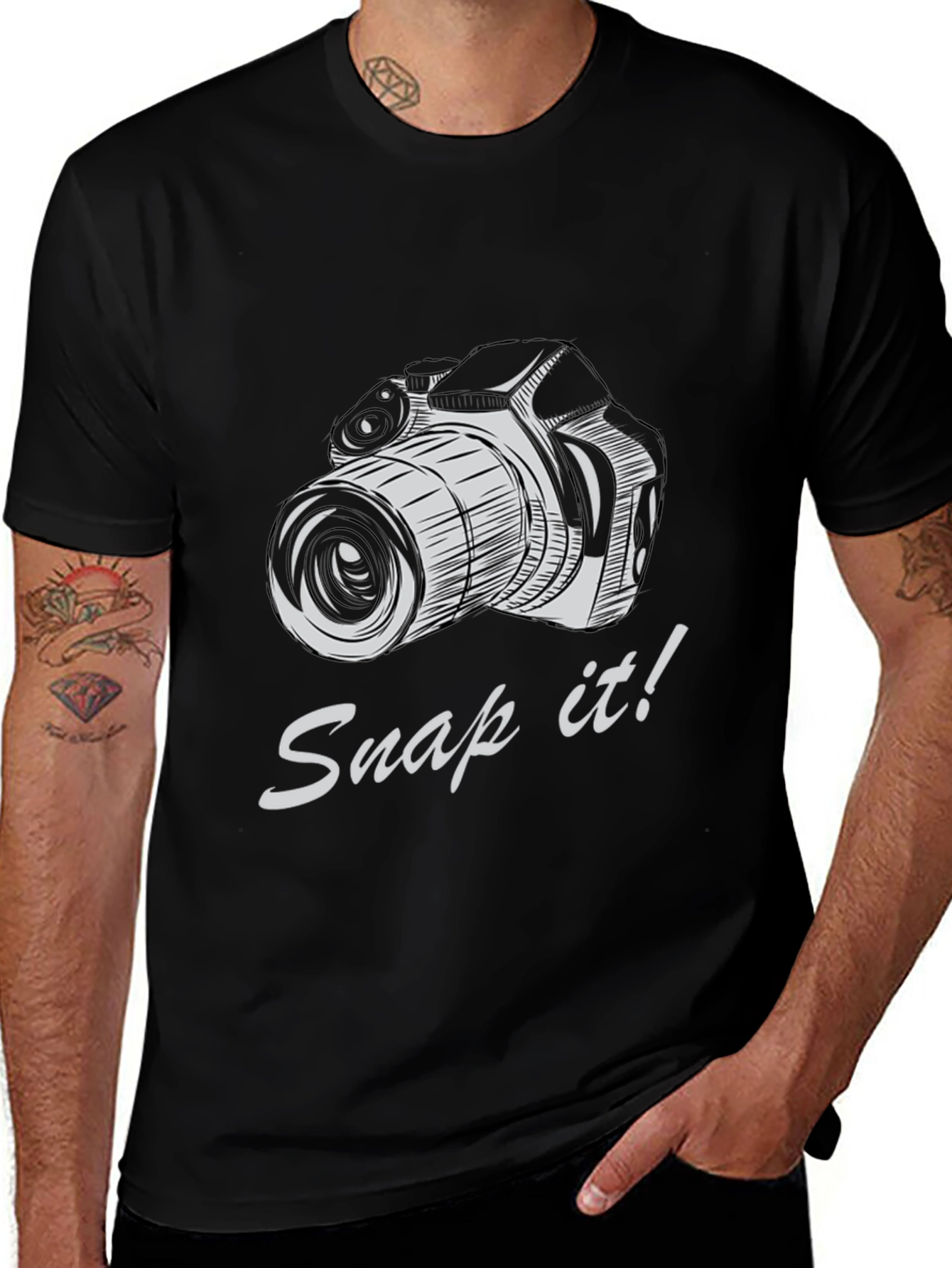 Variant 16 of Snap It! Camera Graphic Tee - Black Cotton T-Shirt