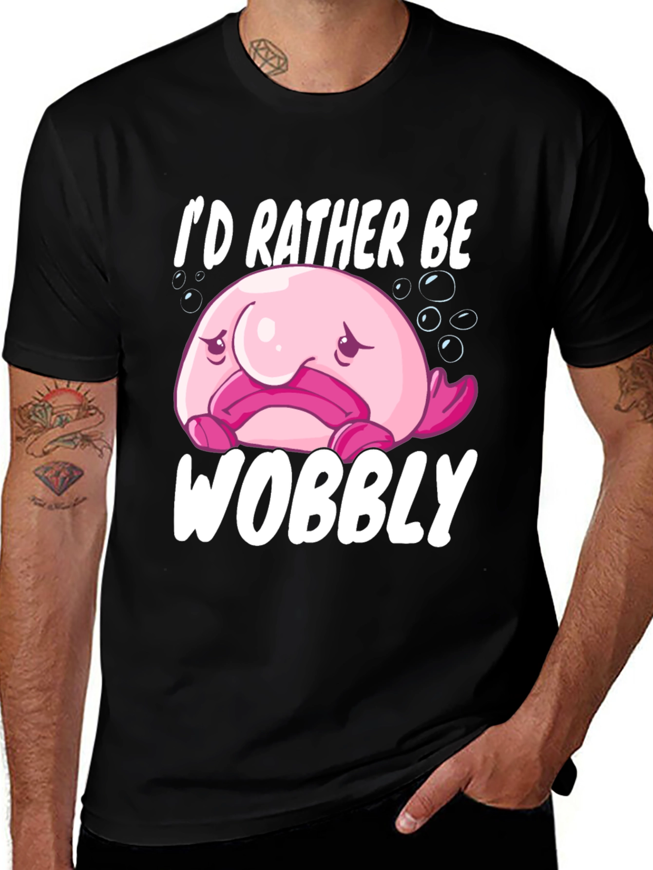 Variant 24 of I'd Rather Be Wobbly Blobfish Black T-Shirt