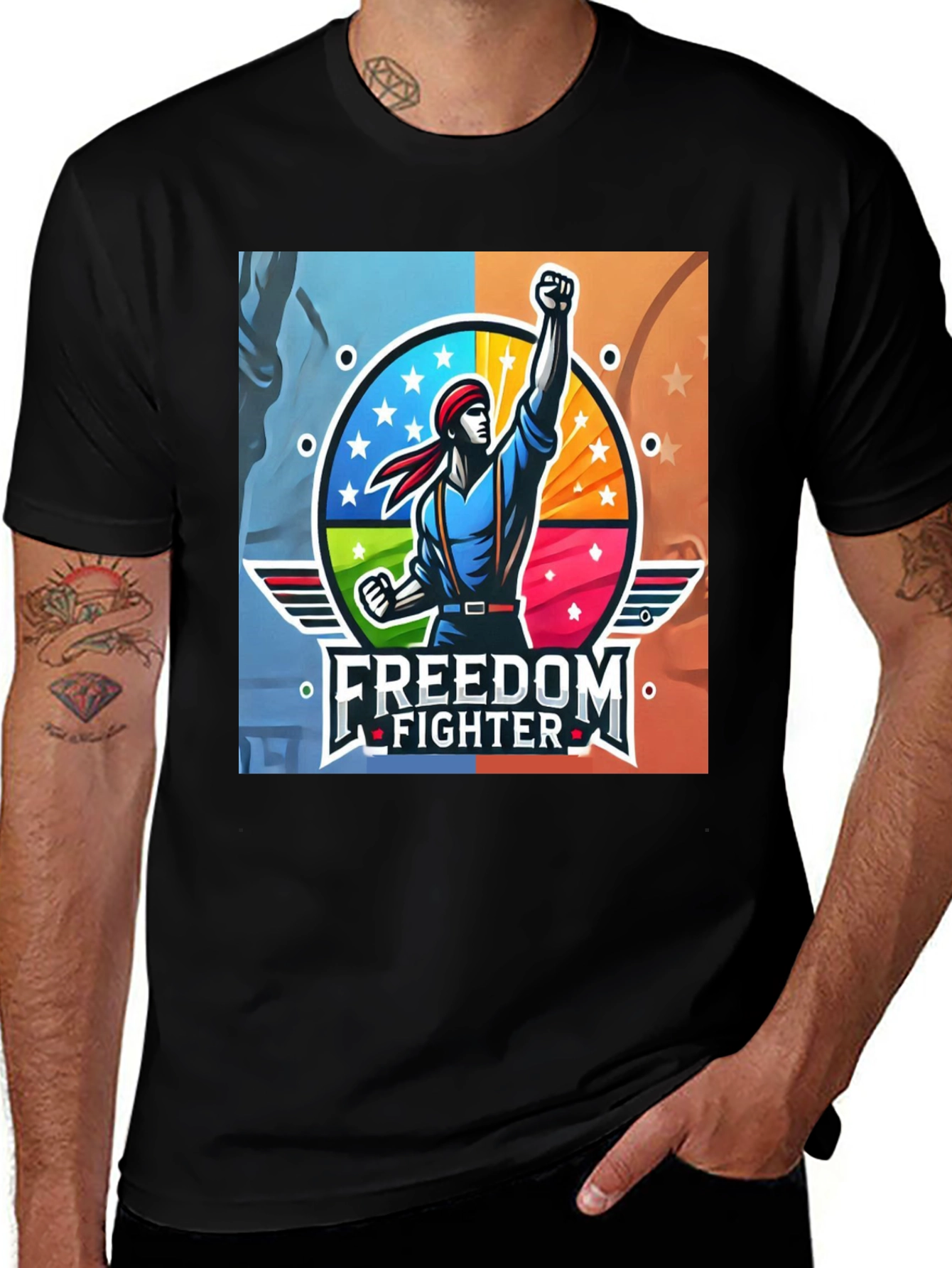 Variant 22 of Freedom Fighter Graphic T-Shirt - Black