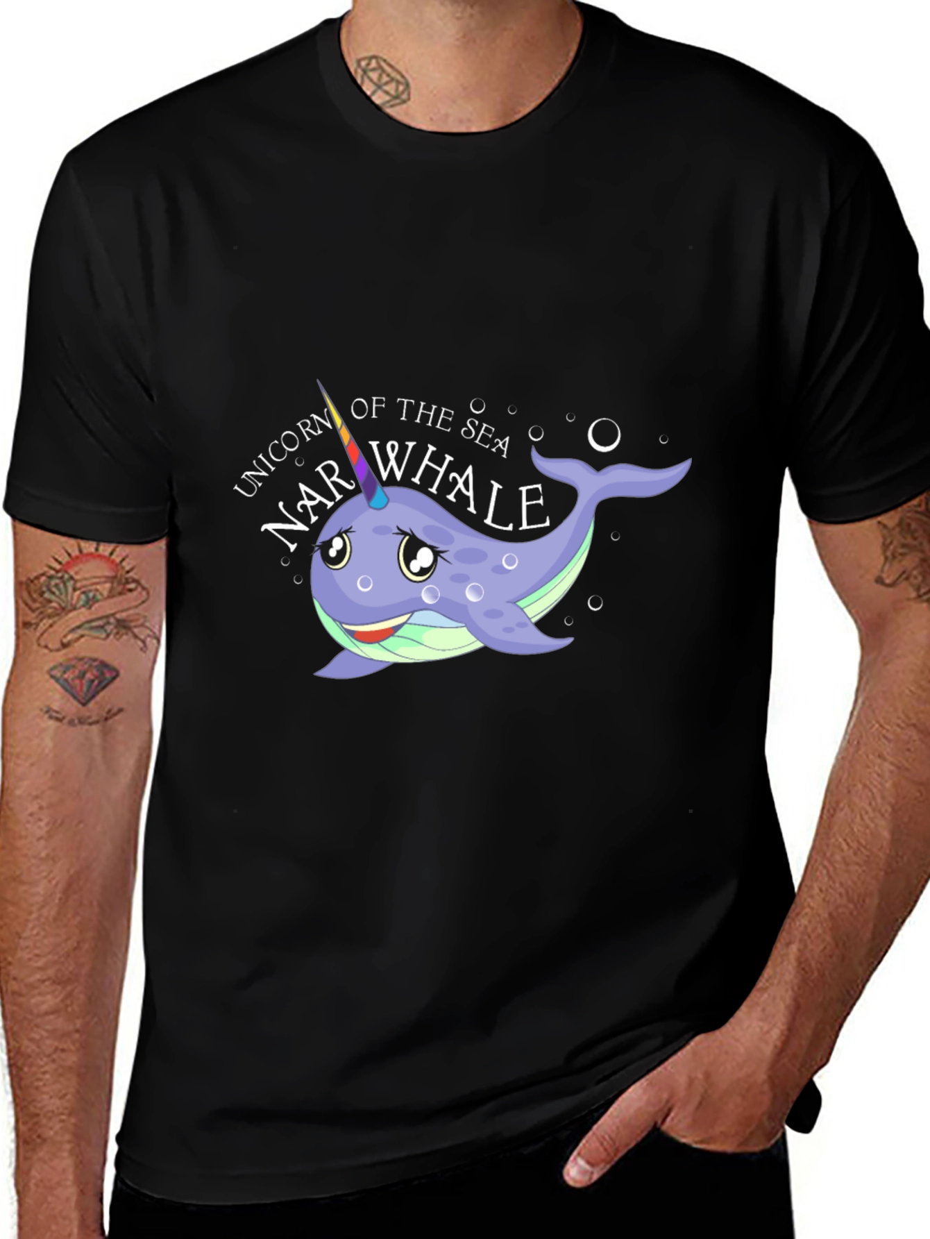 Narwhal Unicorn of the Sea T-Shirt - Black