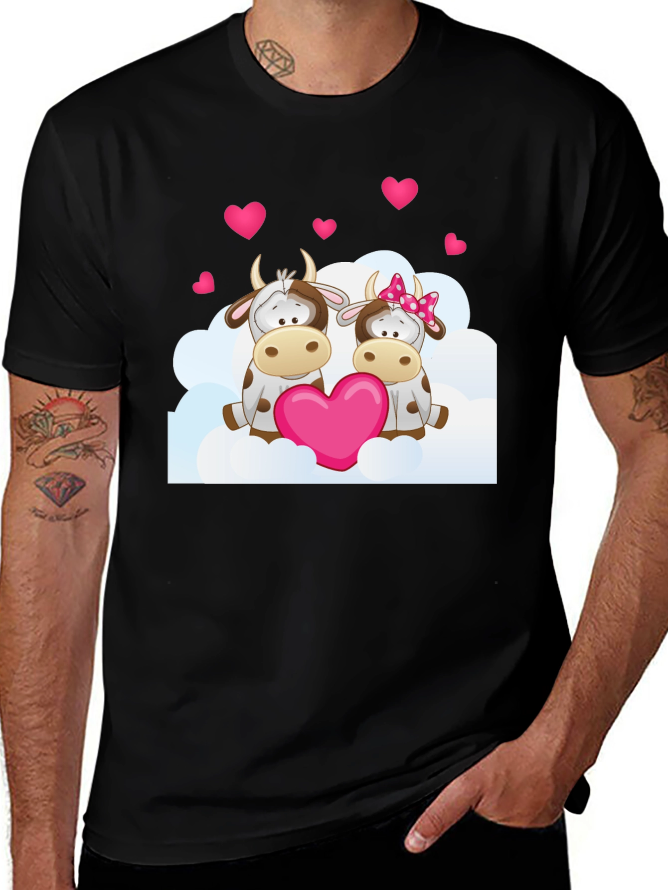 Variant 18 of Cow Love Graphic Tee - Fun Valentine's Day Shirt