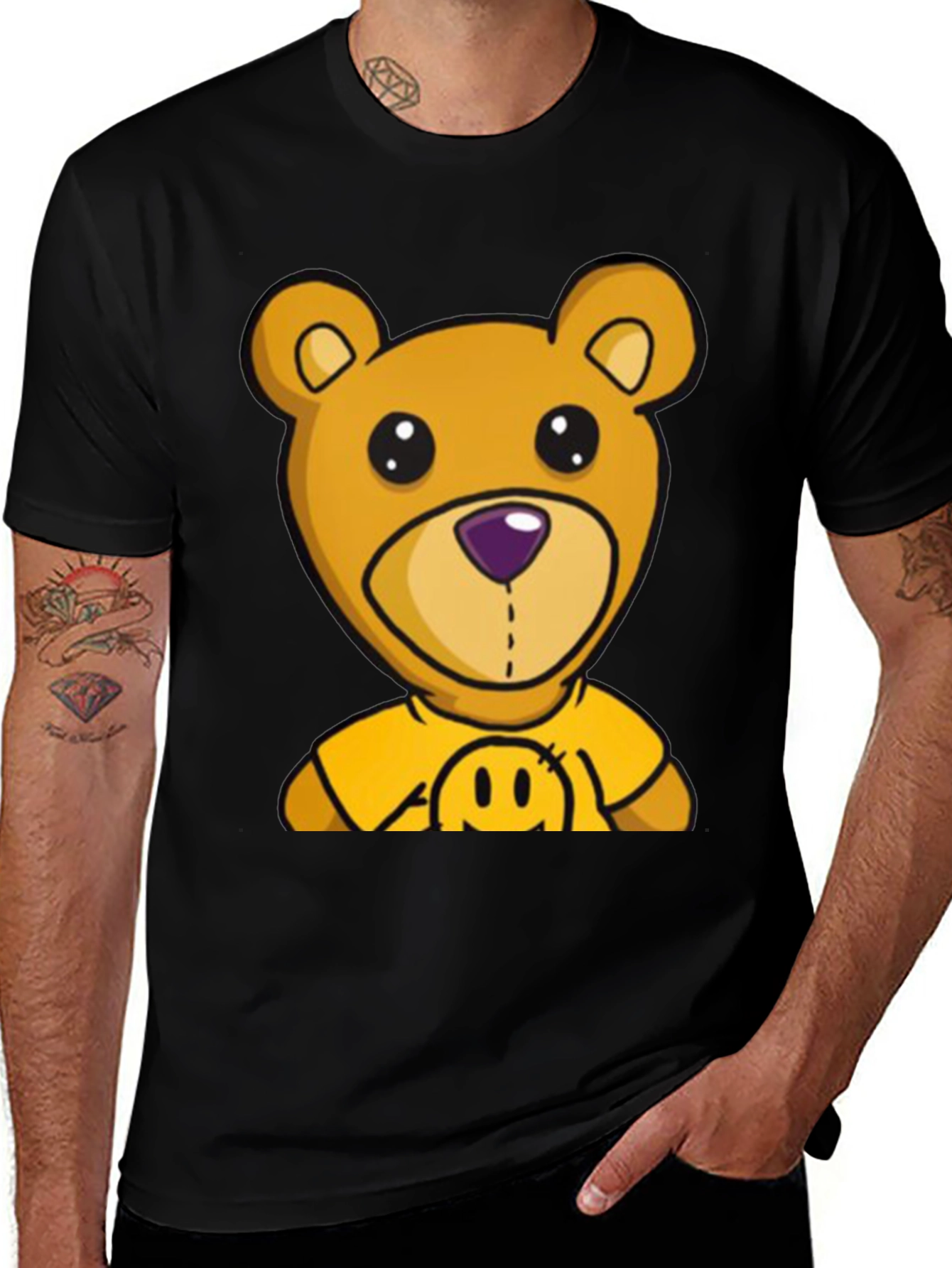 Variant 17 of Cute Teddy Bear Graphic Black T-Shirt