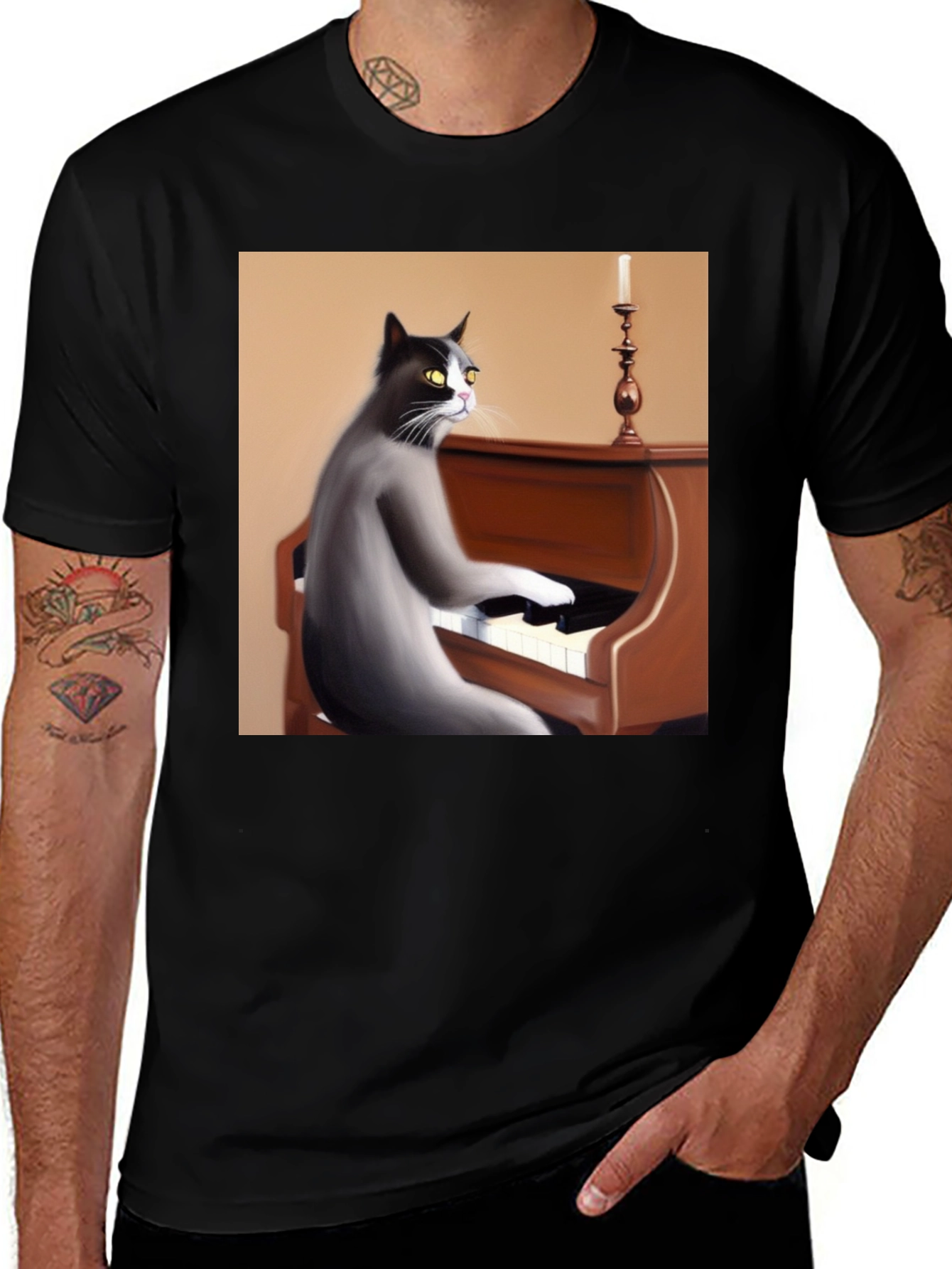 Variant 8 of Cat Playing Piano Graphic Tee