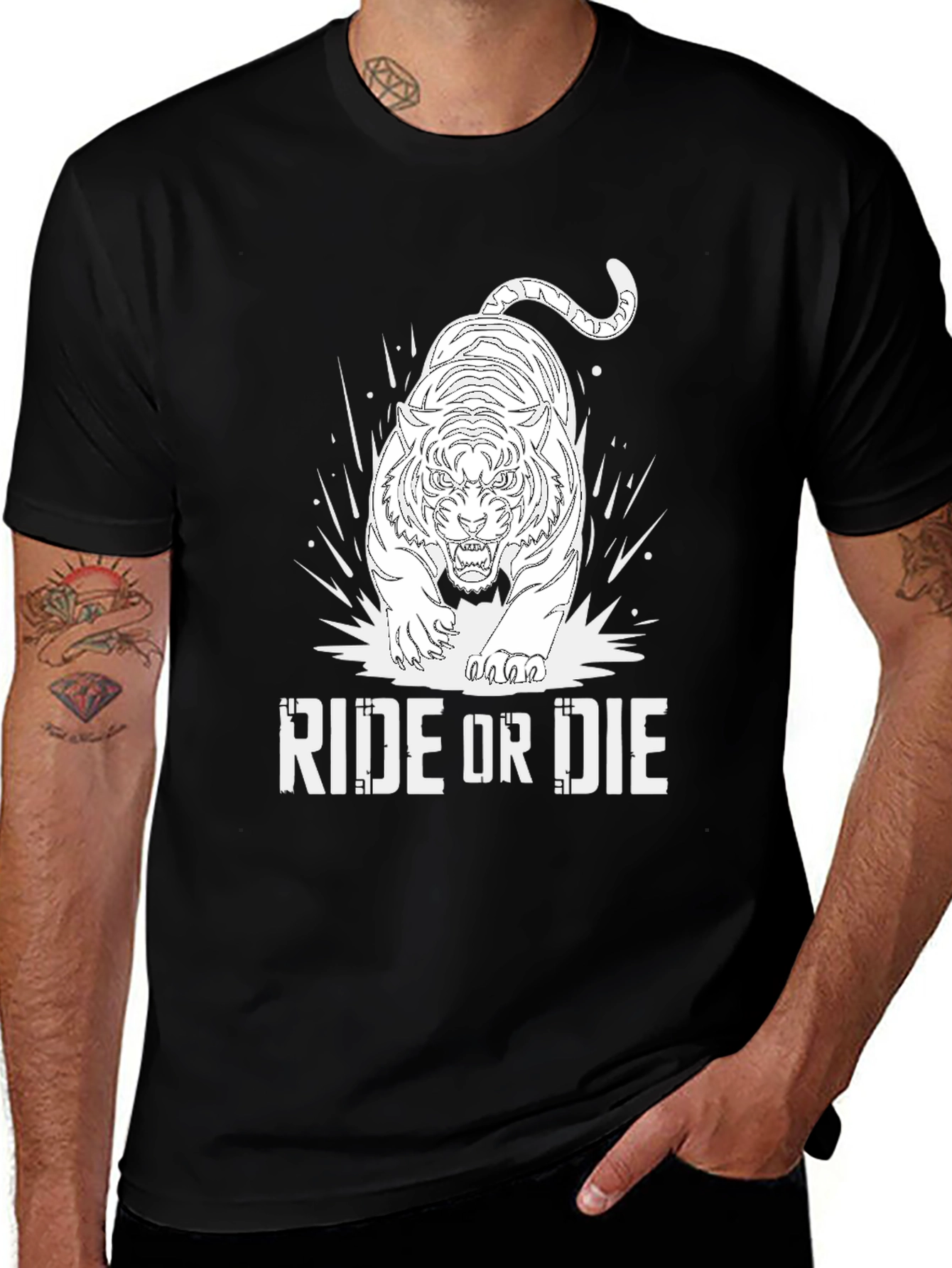Variant 15 of Ride or Die Graphic Tee - Black Cotton Blend T-Shirt