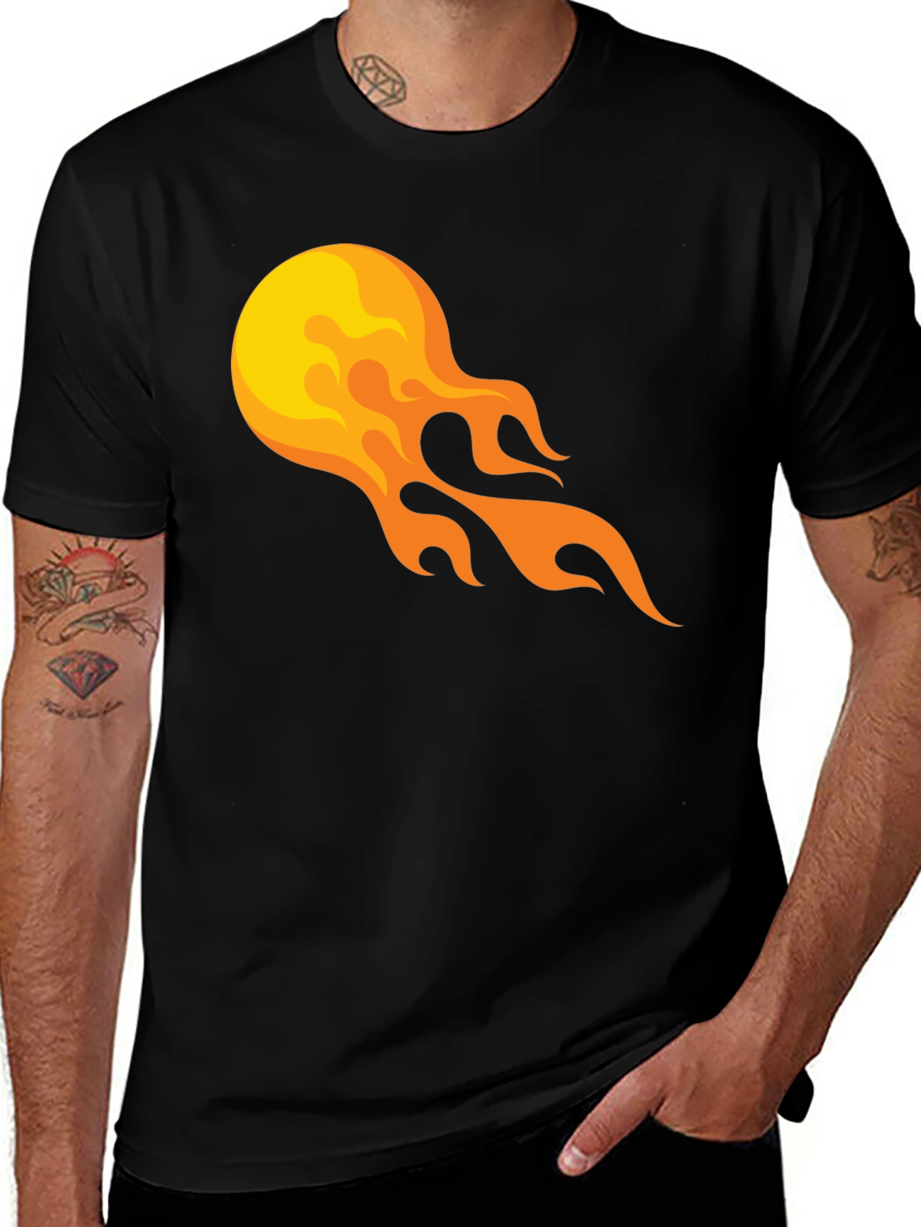 Variant 29 of Flame Graphic Black T-Shirt - Bold Style