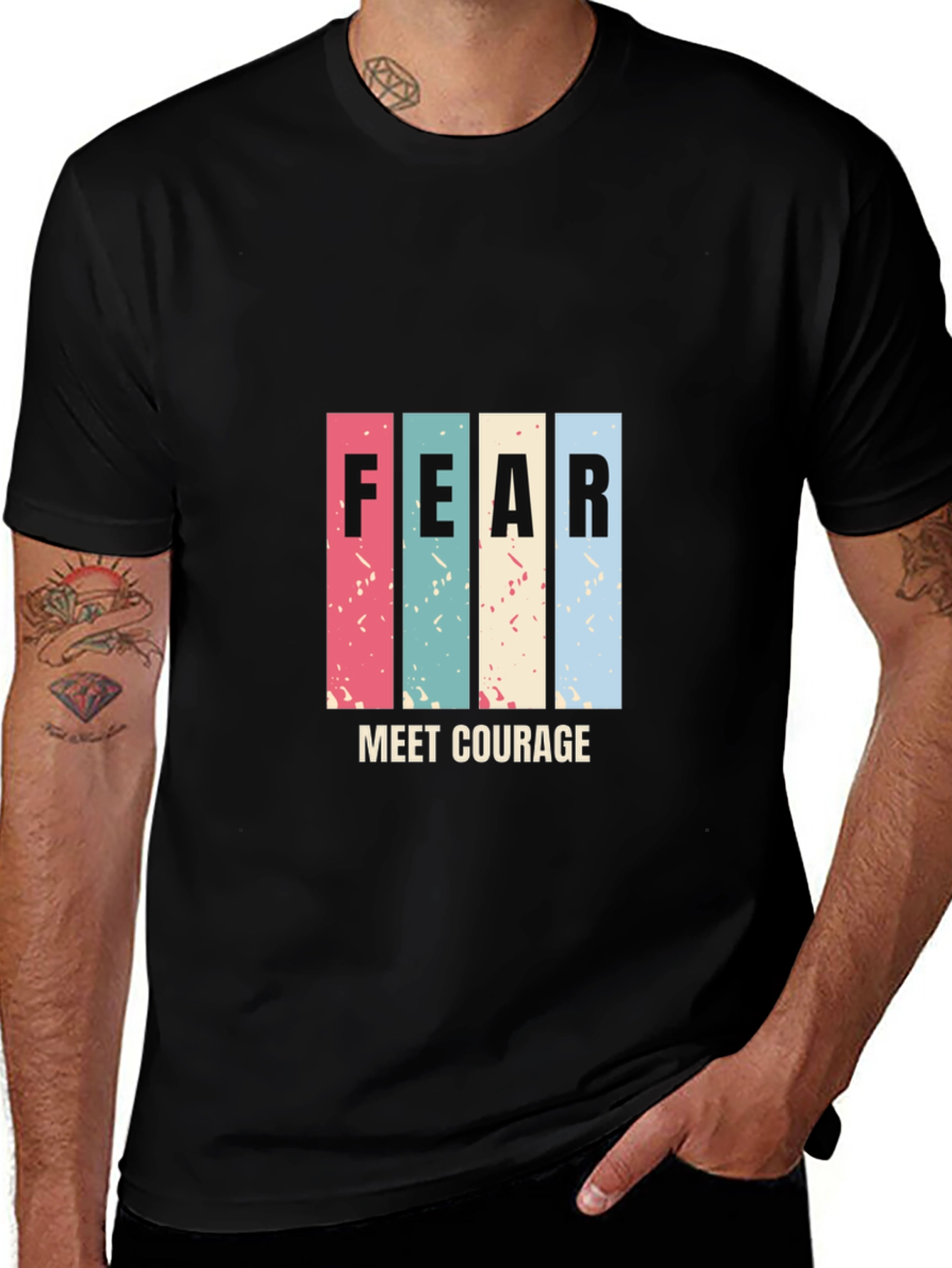 Variant 24 of Fear Meet Courage Black Graphic Tee