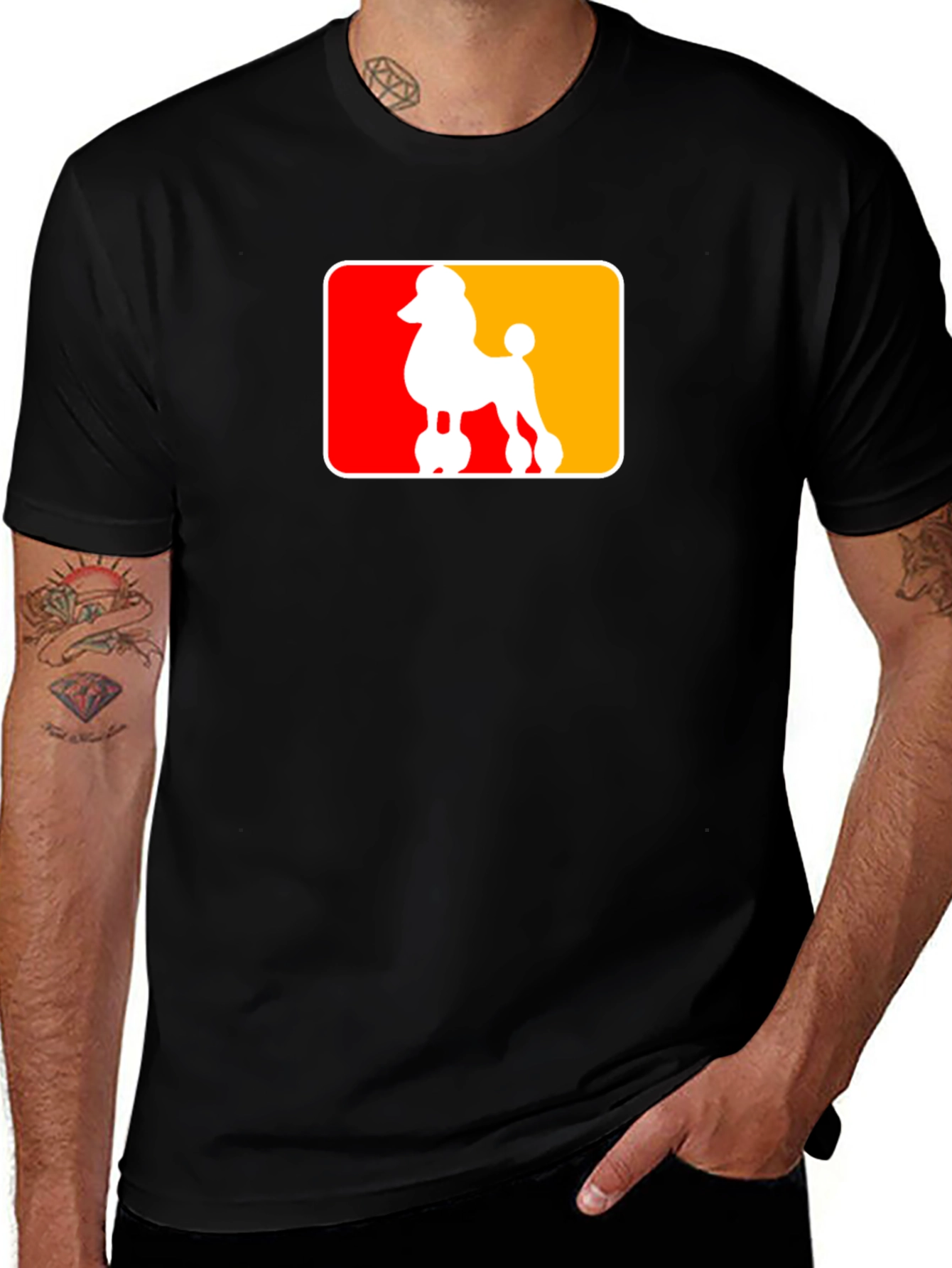 Variant 19 of Poodle Silhouette Graphic Tee - Black