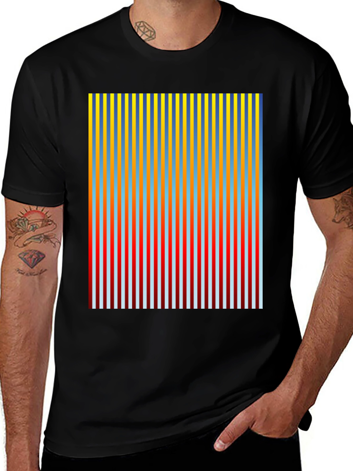 Variant 6 of Abstract Vertical Stripe Graphic Tee - Modern Art Shirt