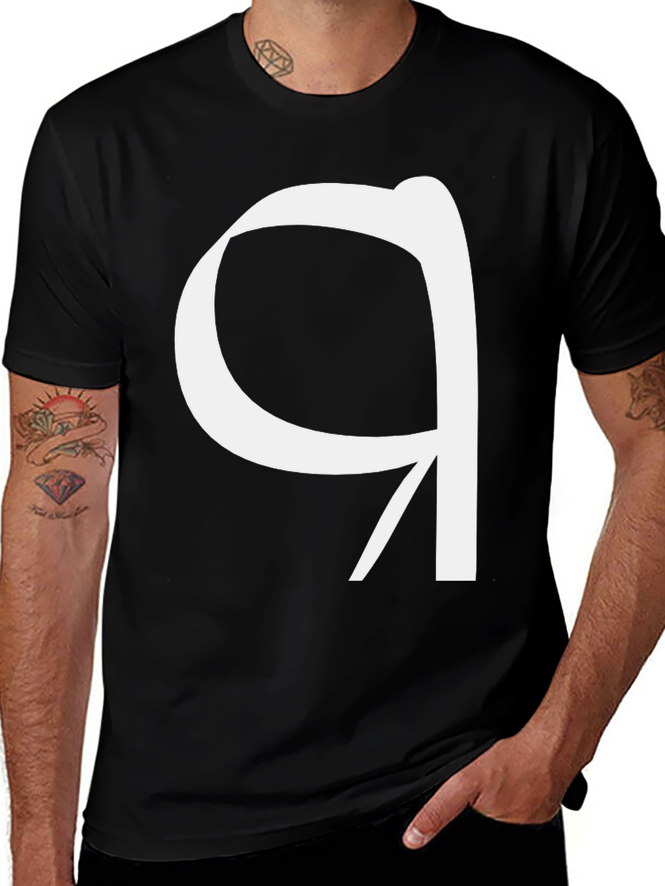 Variant 4 of White Cyrillic Ya on Black T-Shirt