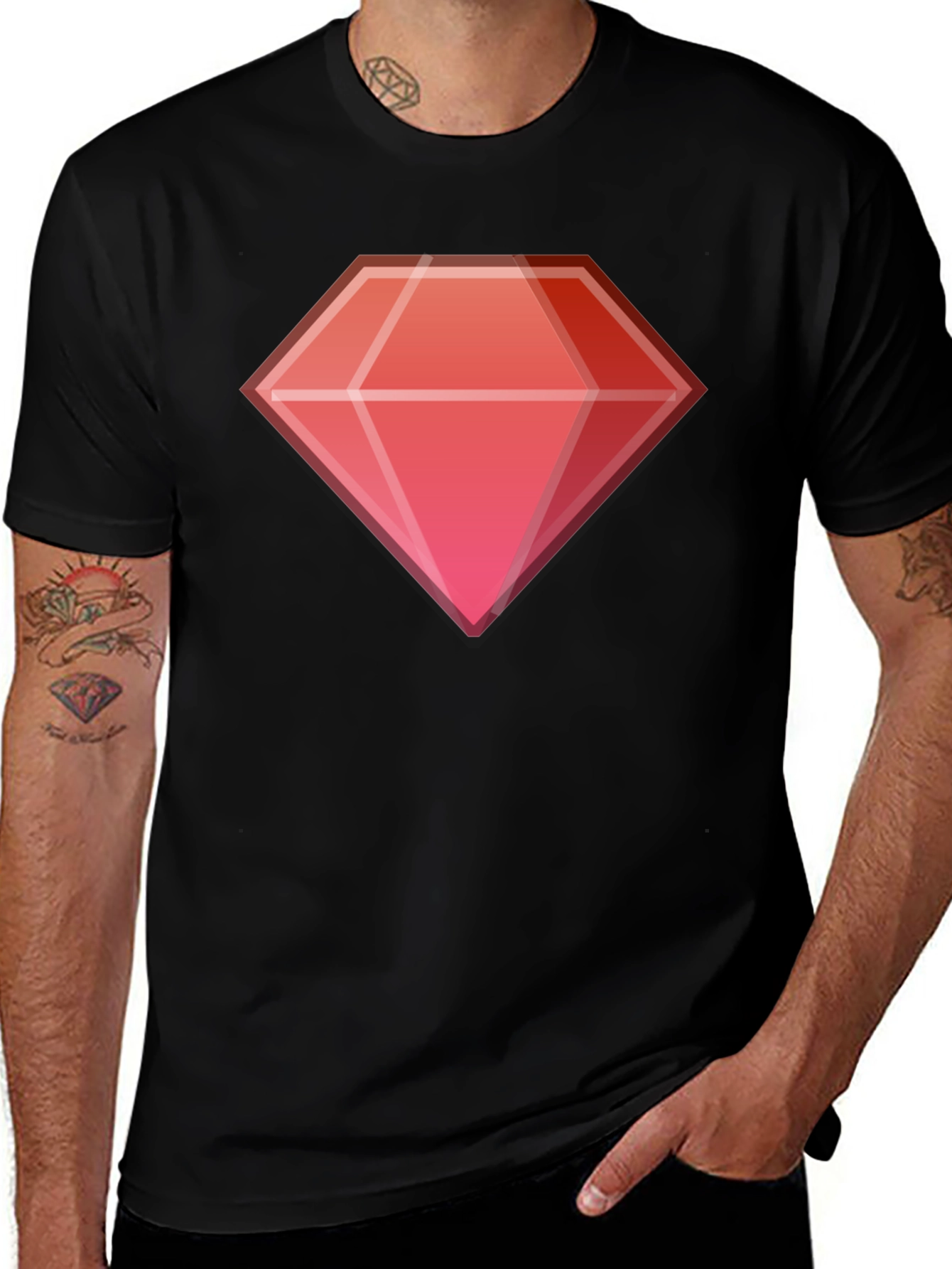 Variant 10 of Diamond Graphic Tee - Black Cotton Blend T-Shirt