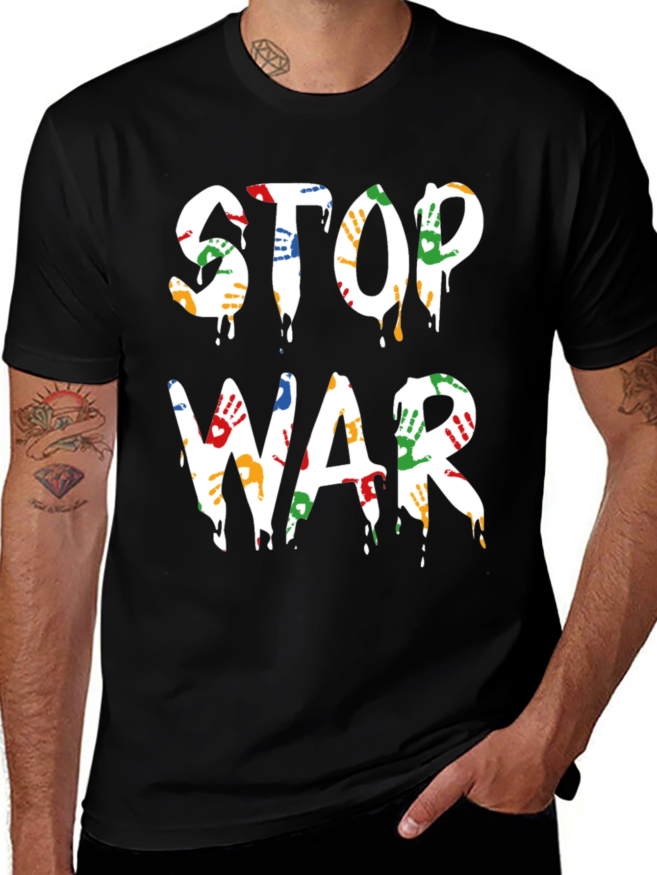 Stop War T-Shirt - Handprint Design
