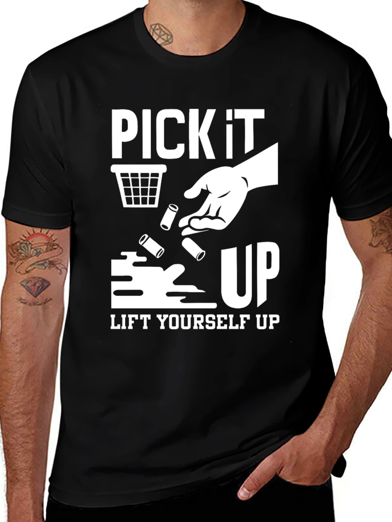 Variant 18 of Pick It Up! Graphic Print Black T-Shirt