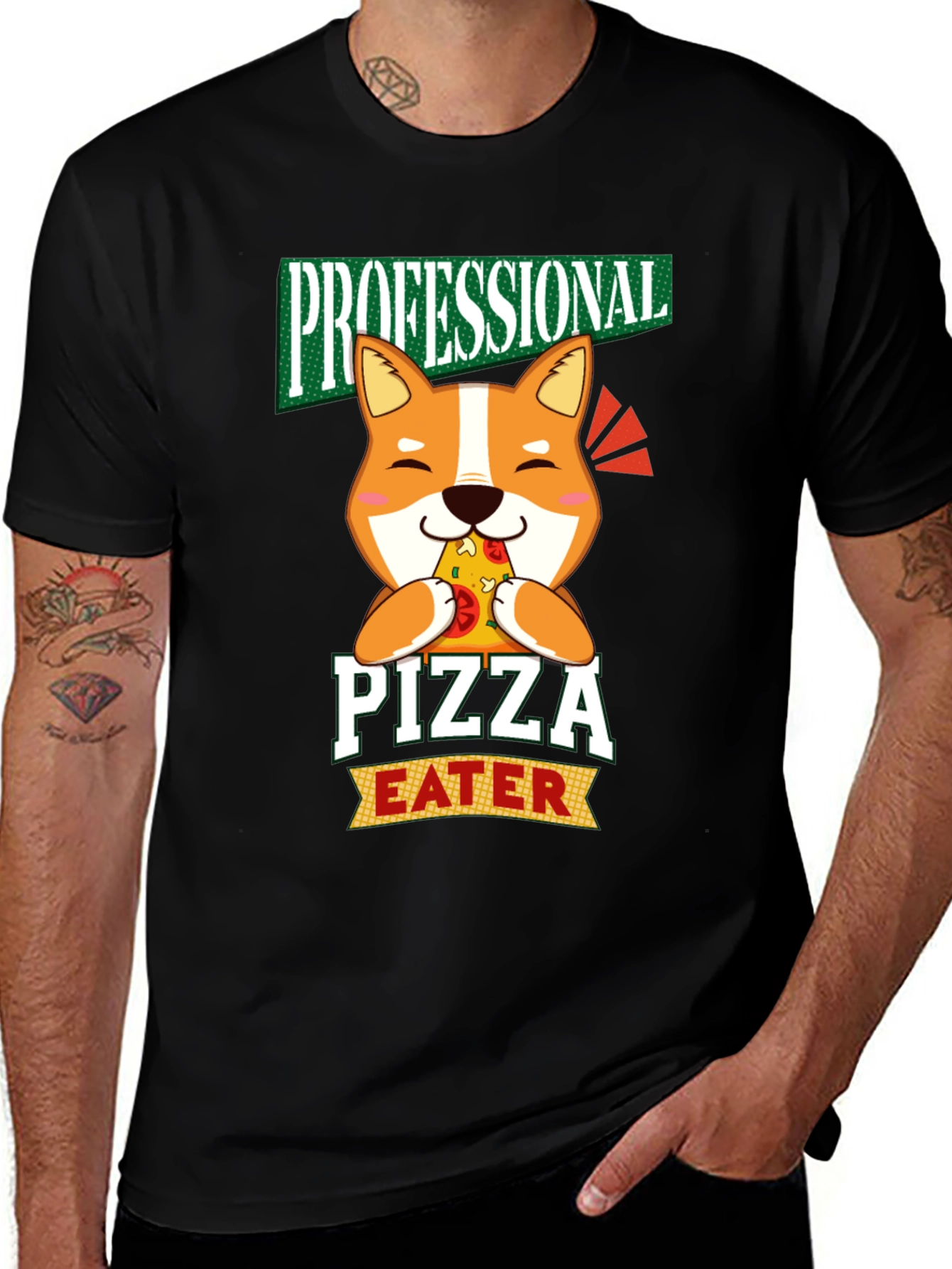 Variant 17 of Professional Pizza Eater T-Shirt - Shiba Inu Dog