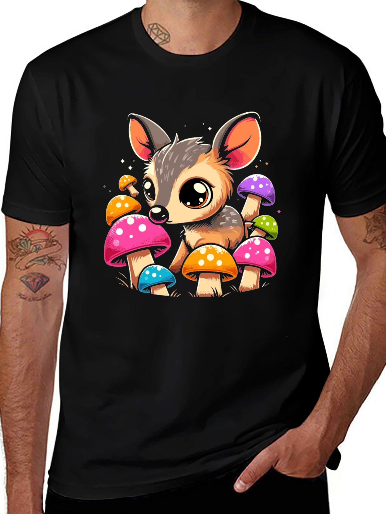 Variant 15 of Cute Deer Mushroom Graphic Tee - Soft Cotton