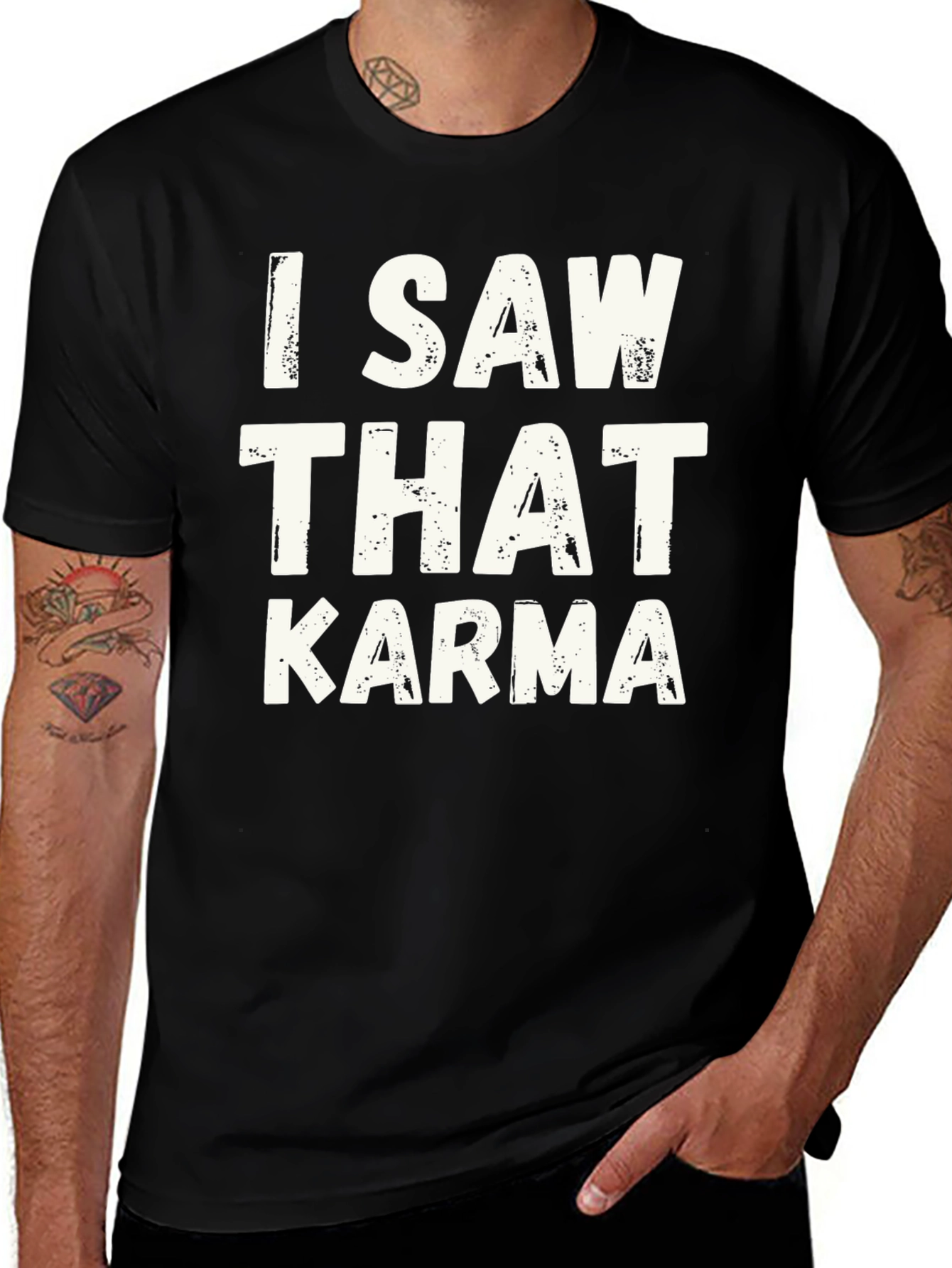 Variant 5 of I Saw That Karma Graphic Tee - Trendy Black T-Shirt