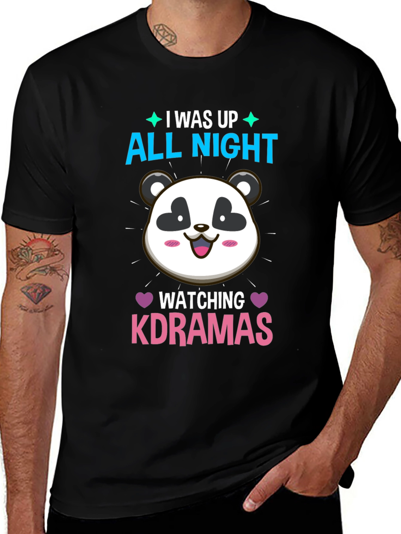 K-Drama Panda T-Shirt - All Night Binge Watching Tee