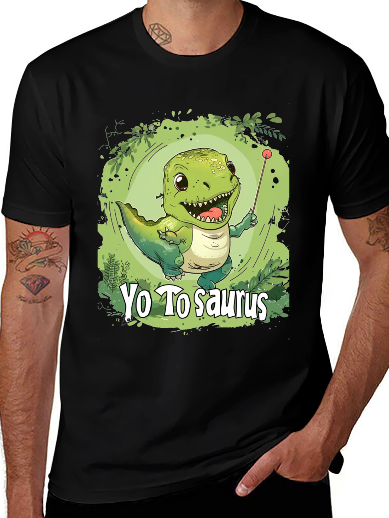 Variant 7 of Yo-To-Saurus Black Cotton T-Shirt