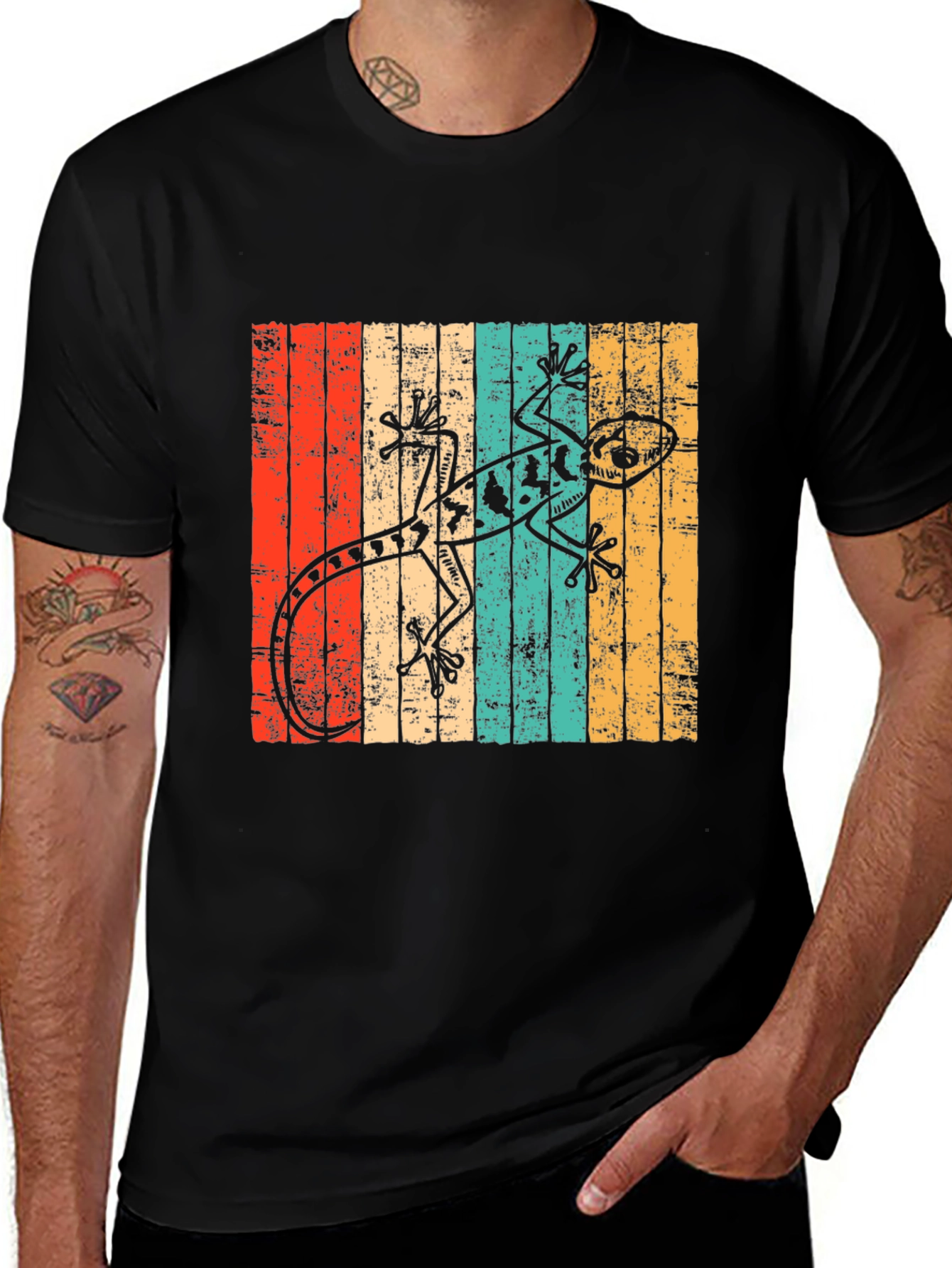 Variant 7 of Retro Gecko Graphic T-Shirt - Black