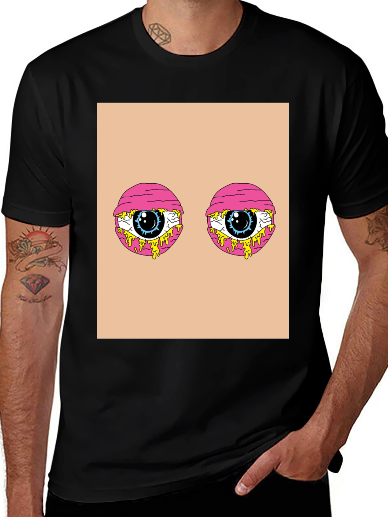 Variant 12 of Eye See You Graphic Tee - Black Cotton Blend