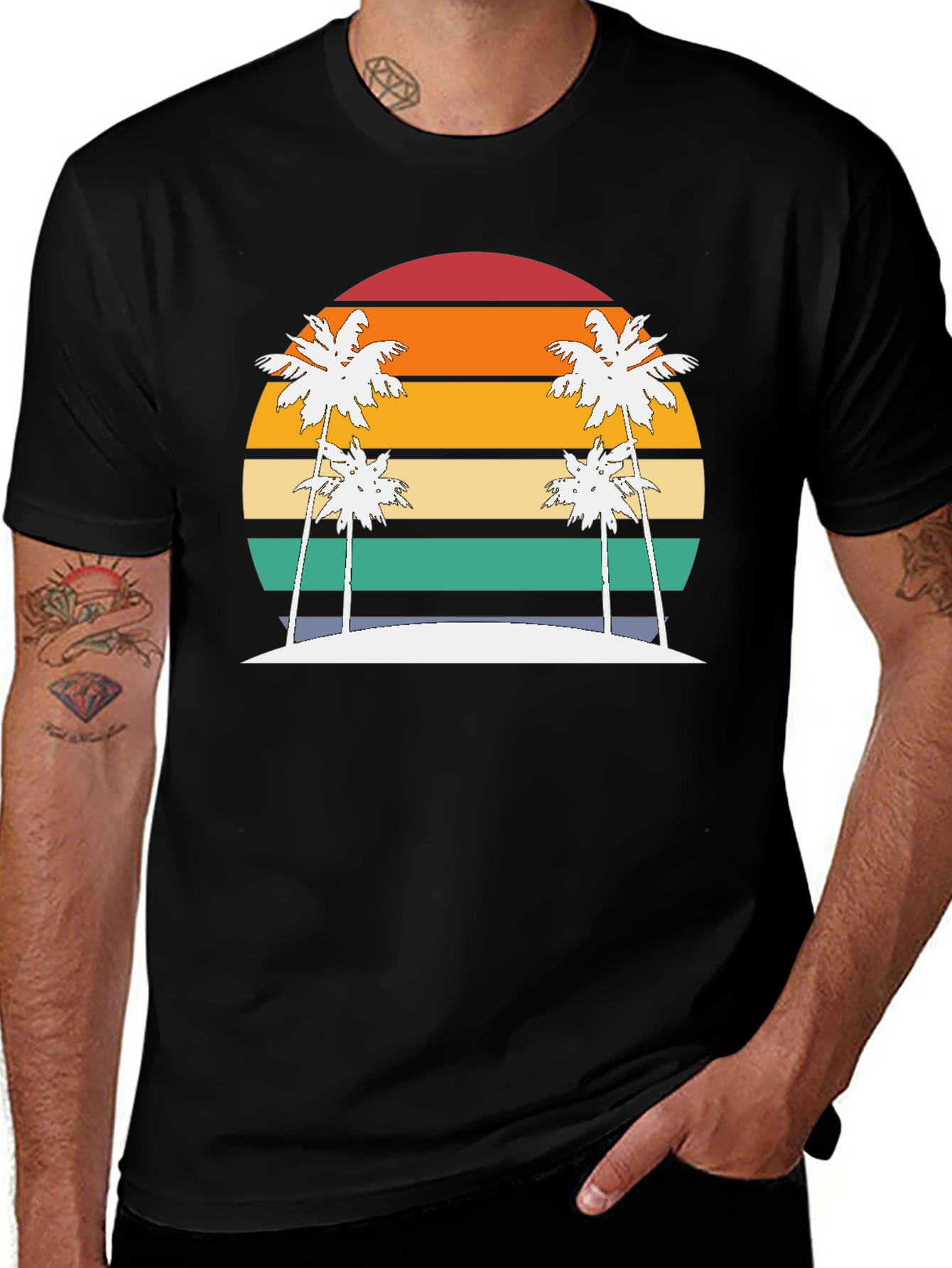 Variant 20 of Retro Sunset Palm Tee