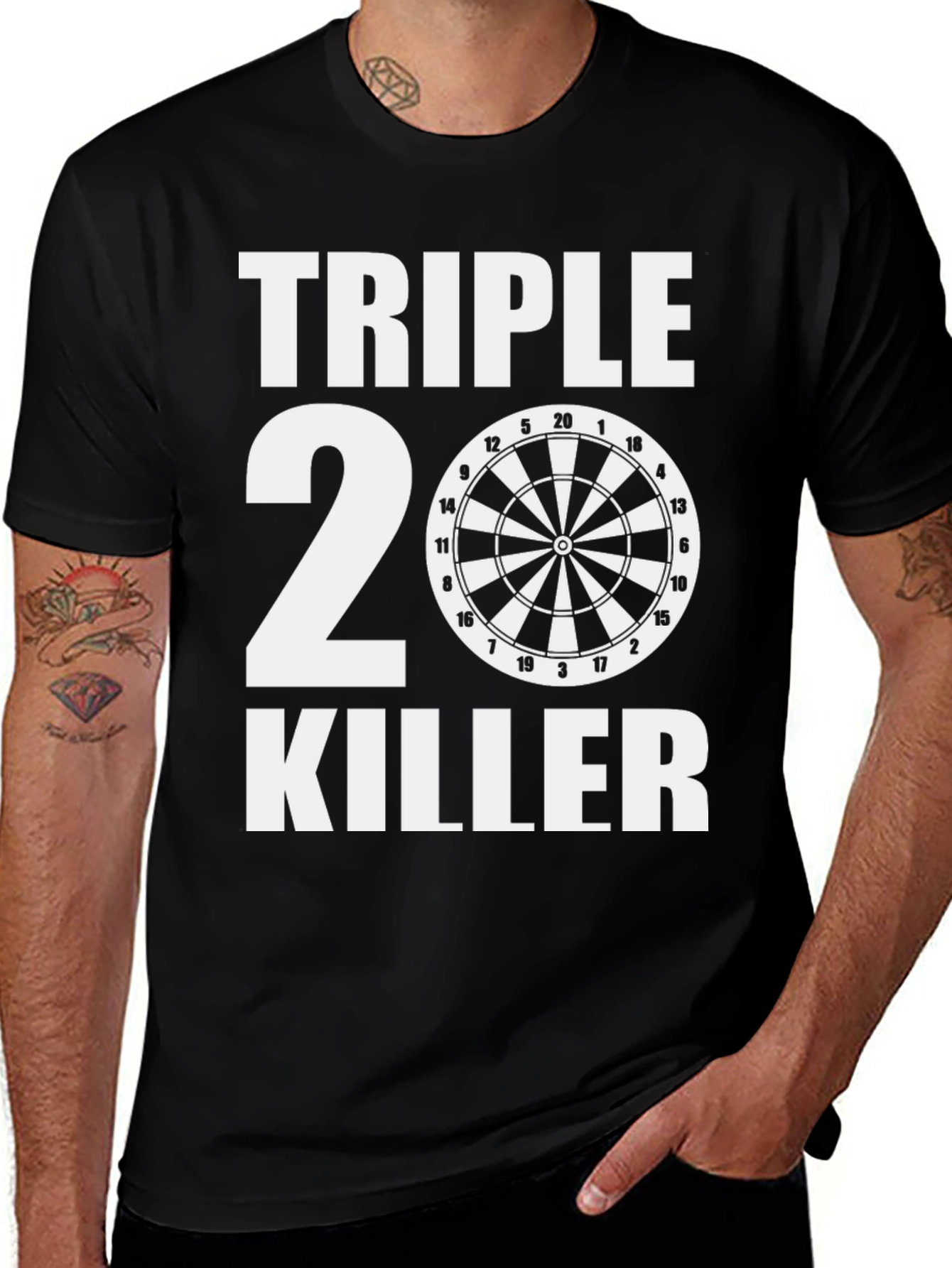 Variant 7 of Triple 20 Killer T-Shirt - Dartboard Tee