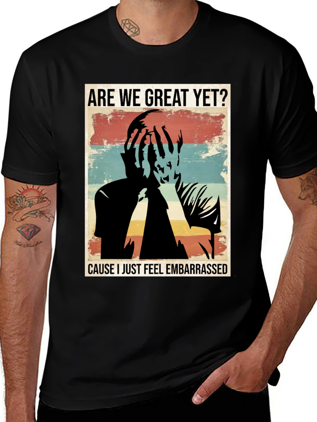 Variant 26 of Embarrassed T-Shirt - Are We Great Yet?