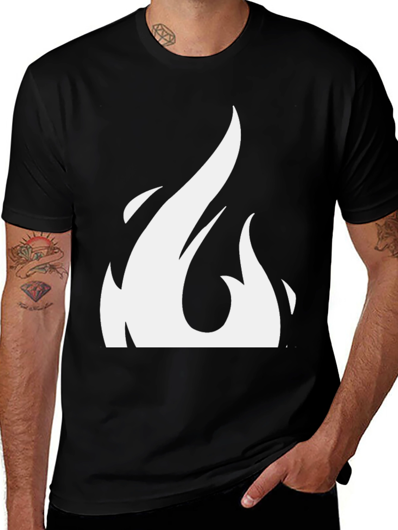 Variant 14 of Bold Flame Graphic Tee - Black Cotton