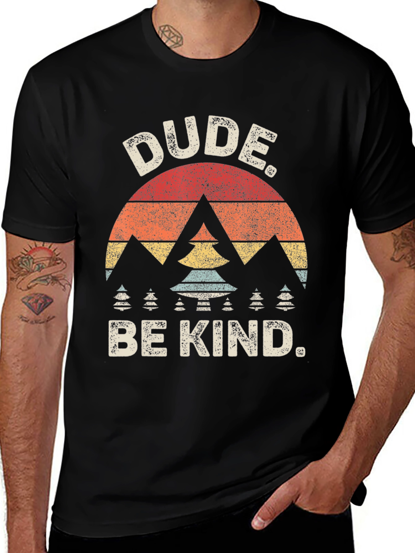 Variant 12 of Dude Be Kind Retro Graphic Tee - Black
