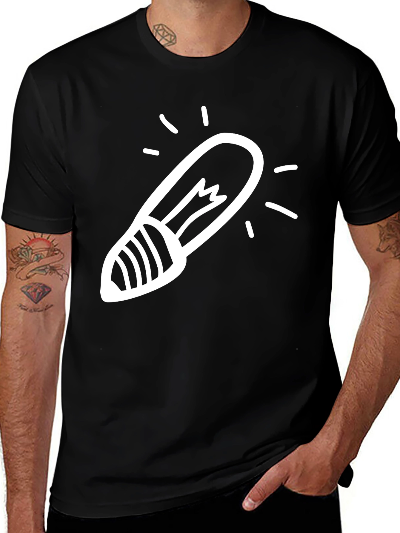 Variant 28 of Men's Black Graphic Tee - Light Bulb Design