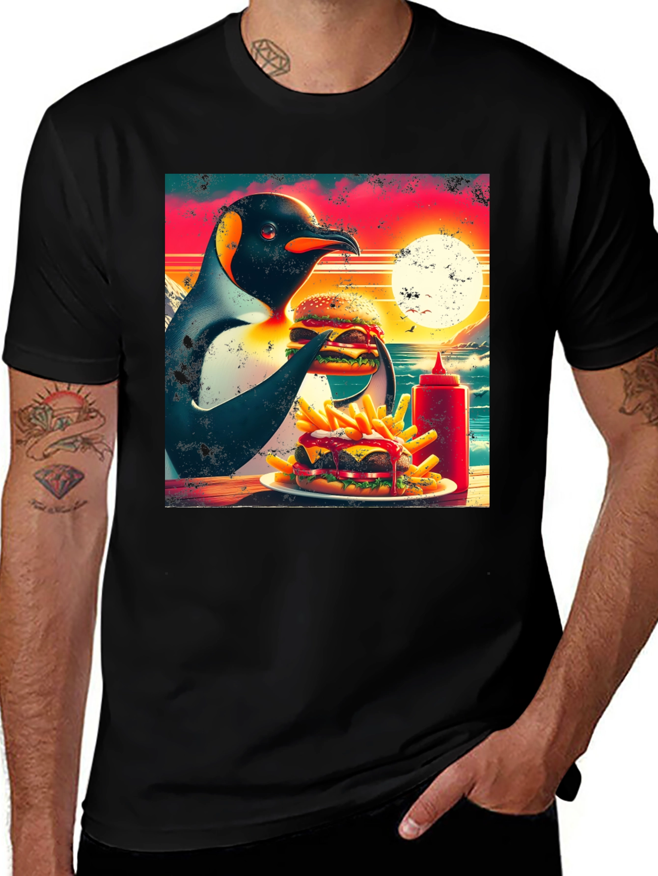 Variant 13 of Penguin Burger Graphic Tee - Cool Comfort