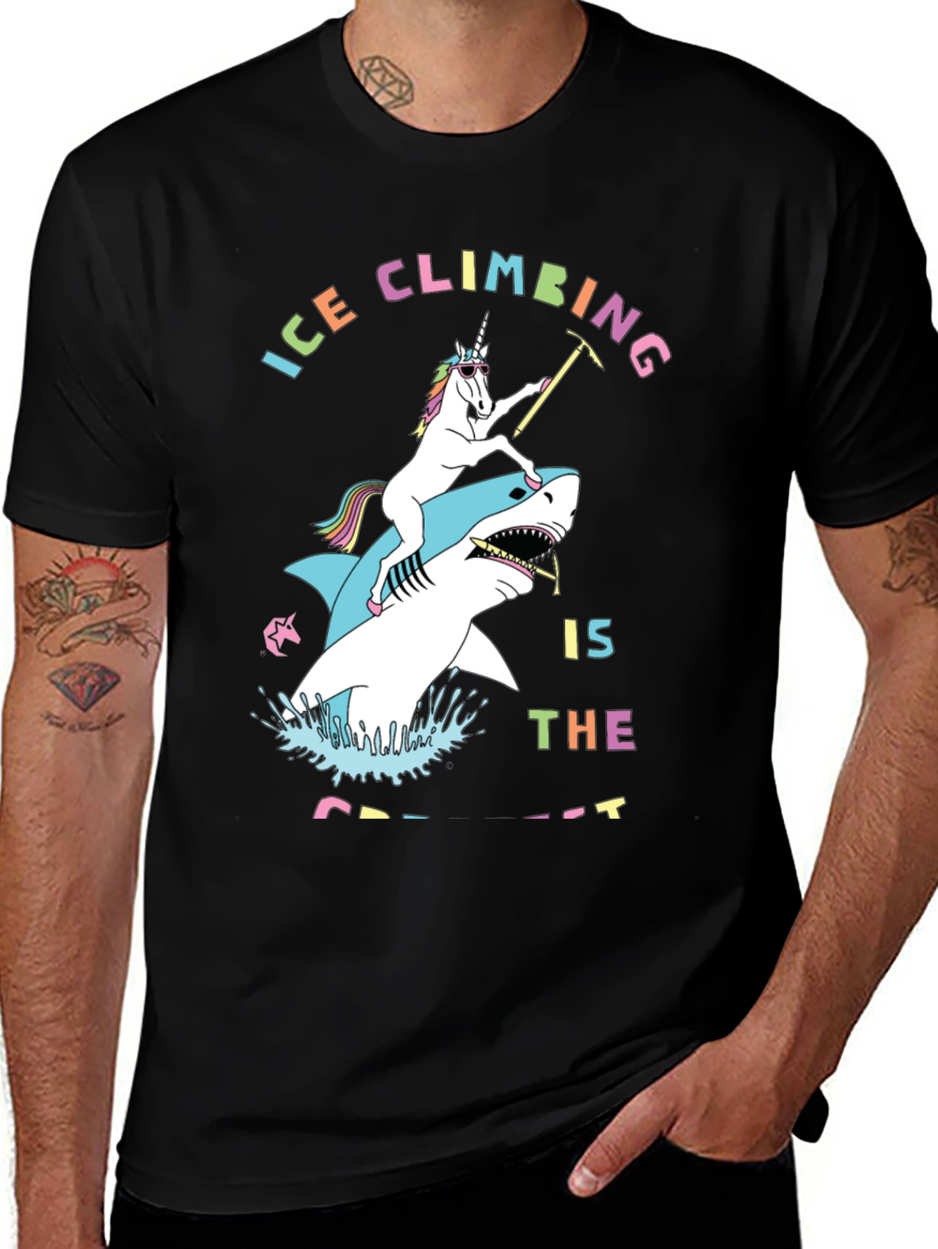 Variant 5 of Ice Climbing Unicorn Shark Graphic T-Shirt