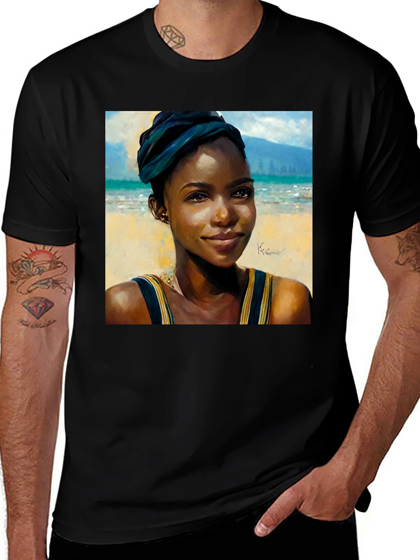 Artistic Woman Beach T-Shirt