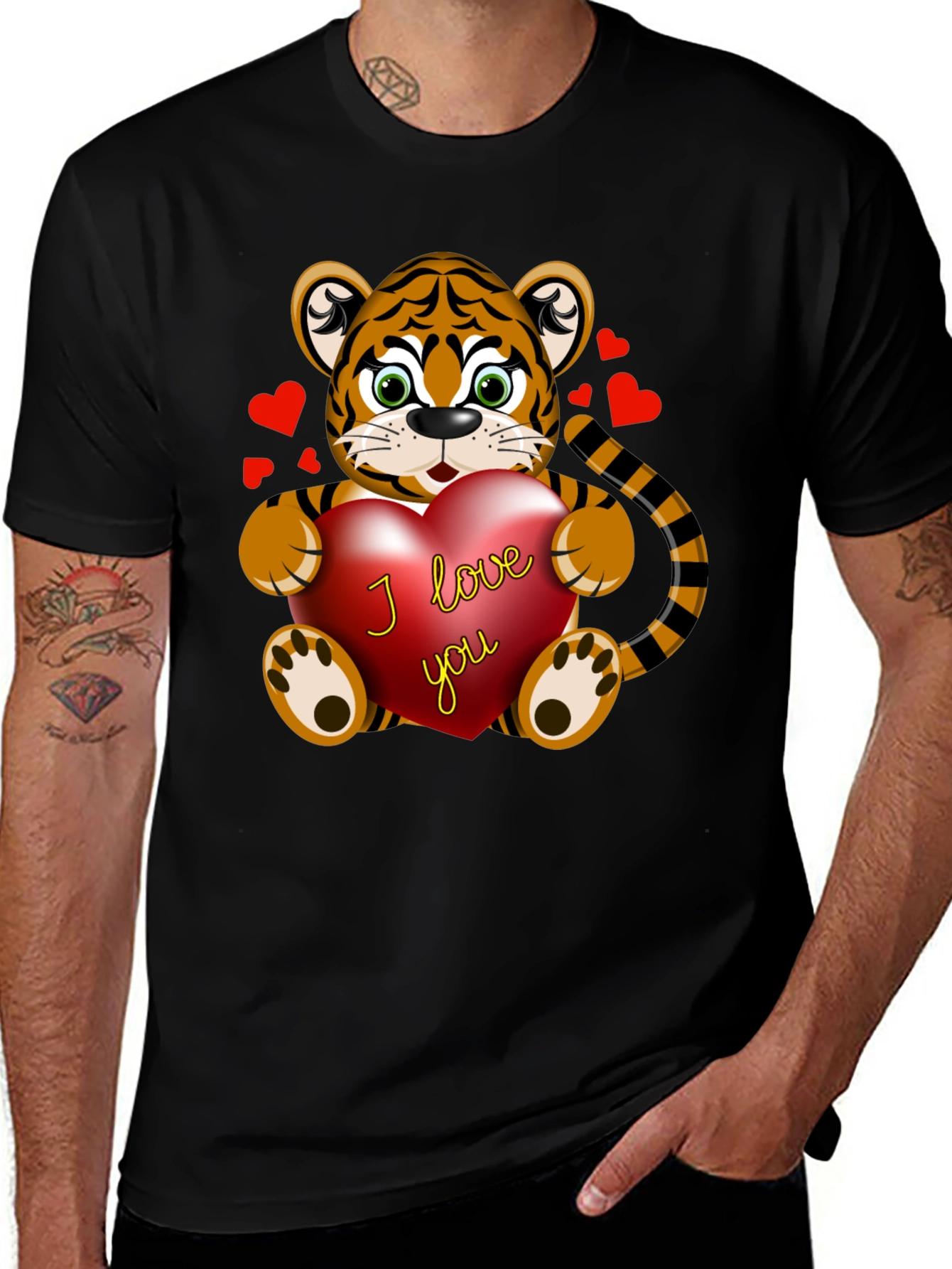 Variant 14 of I Love You Tiger Graphic Tee - Black