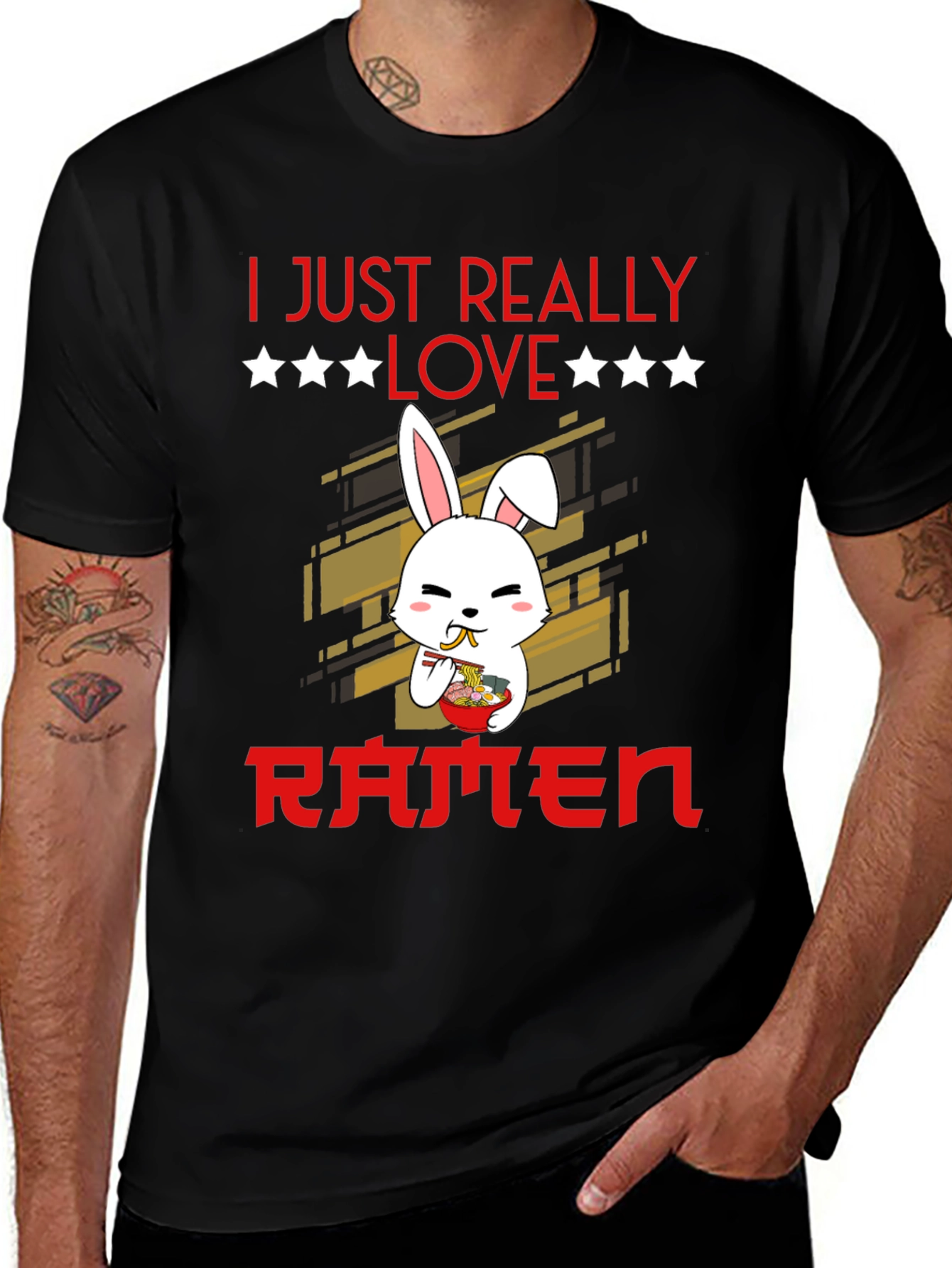 Ramen Lover Tee: Cute Bunny Rabbit Ramen Bowl Graphic T-Shirt