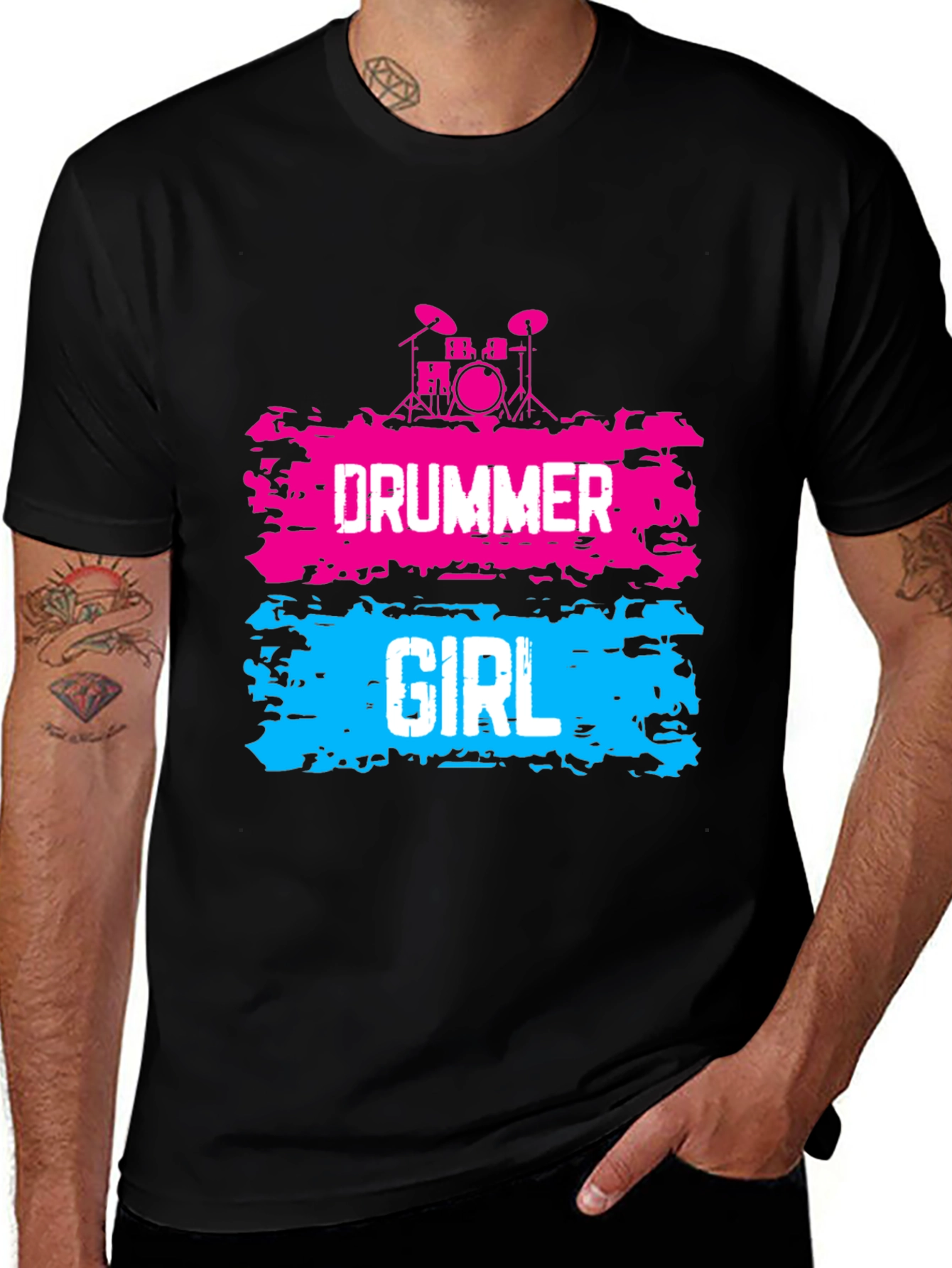 Drummer Girl Graphic Tee - Rock and Roll Style