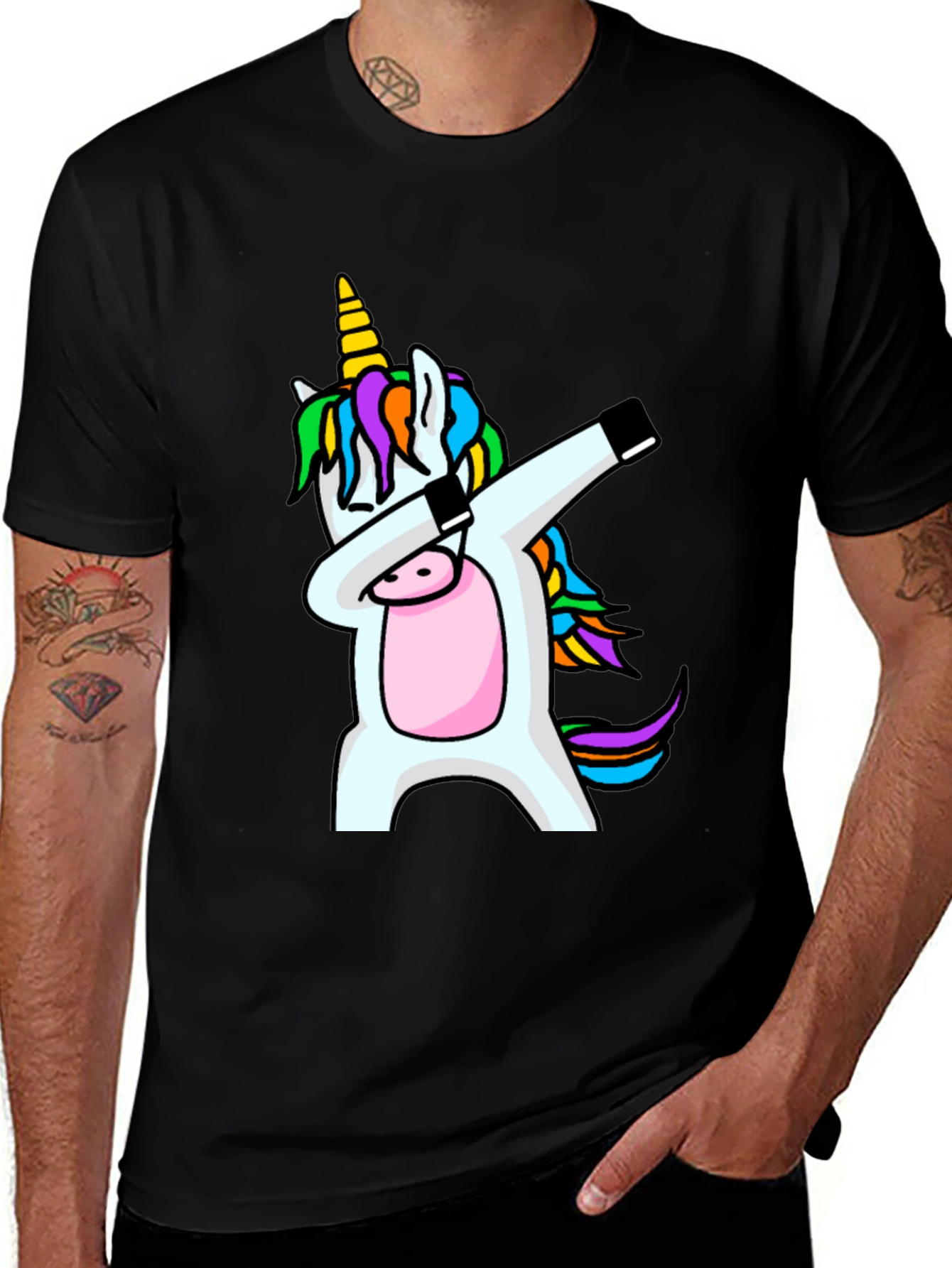 Variant 10 of Dabbing Unicorn Black T-Shirt - Fun & Unique Design