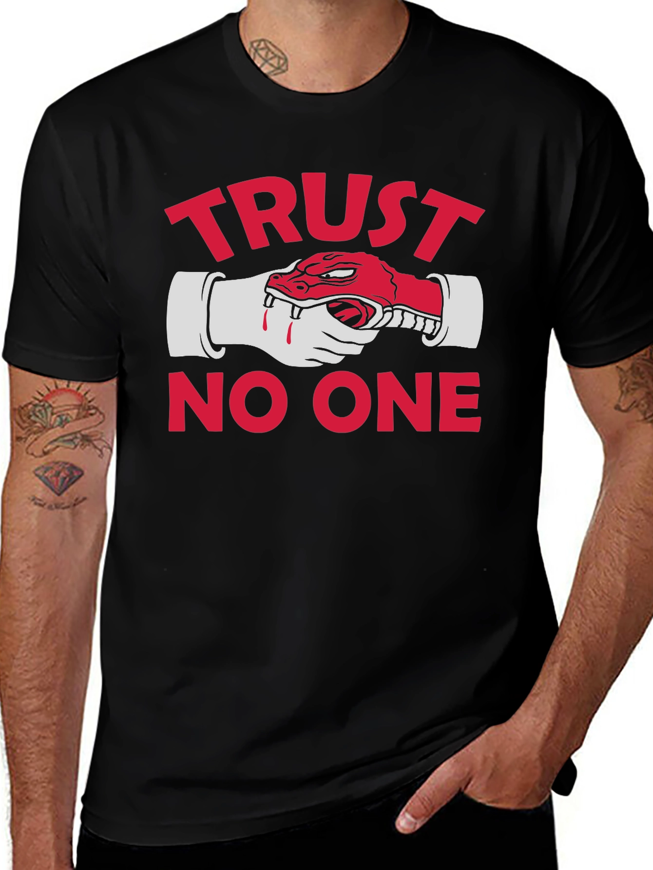 Variant 15 of Trust No One Graphic Tee - Men's Black T-Shirt