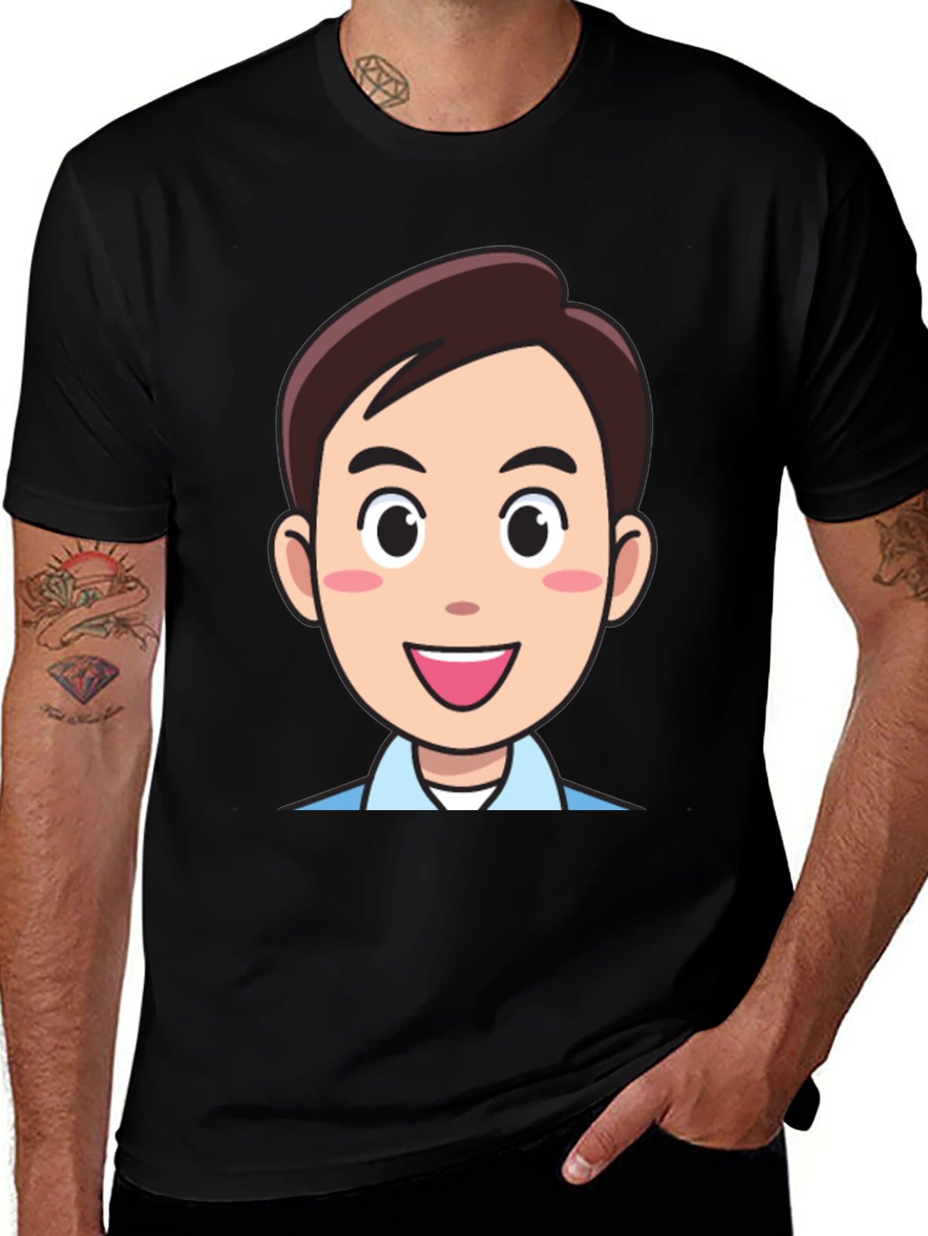 Variant 13 of Cartoon Face Black T-Shirt