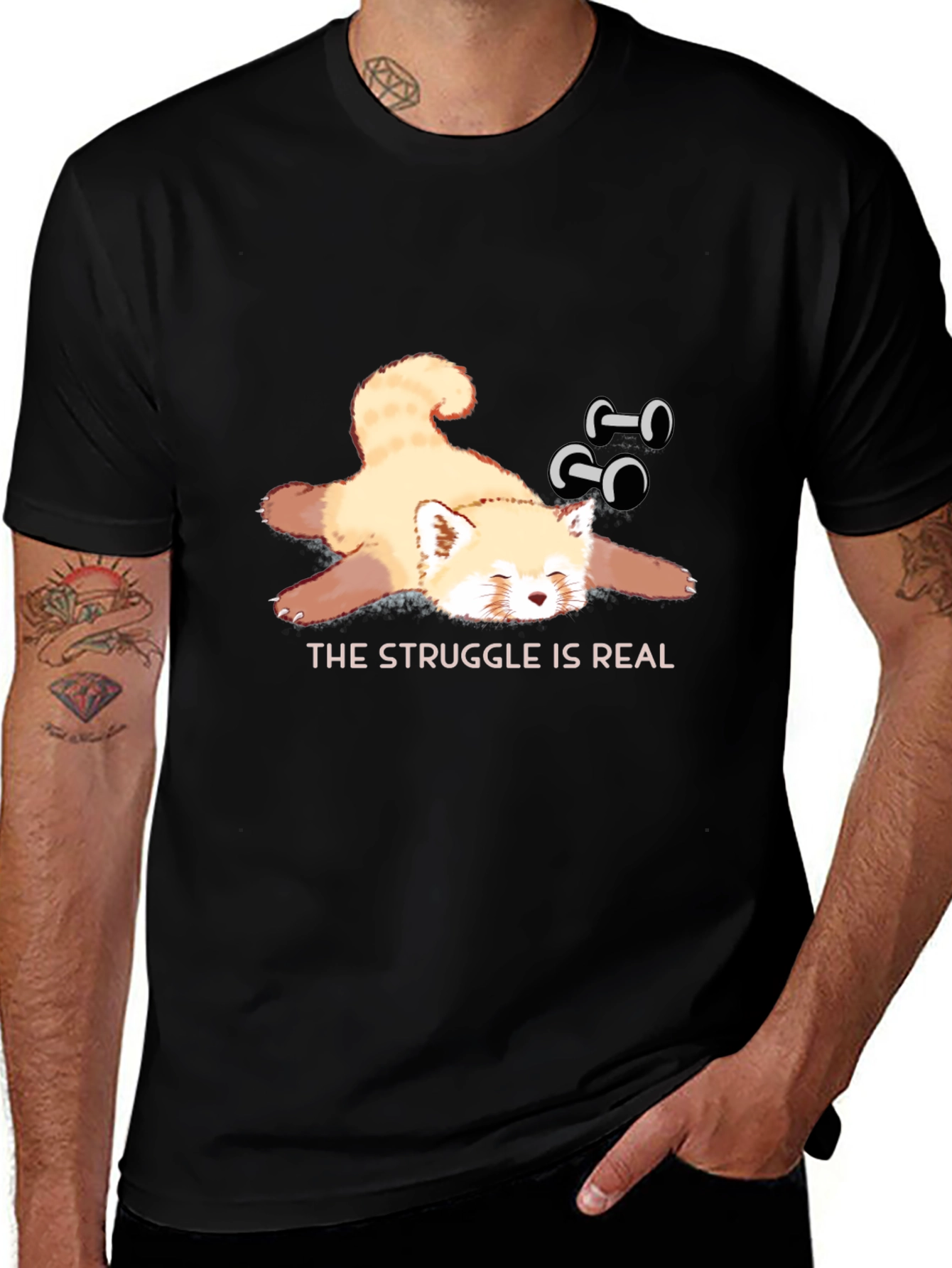 Variant 18 of The Struggle is Real Red Panda Workout T-Shirt
